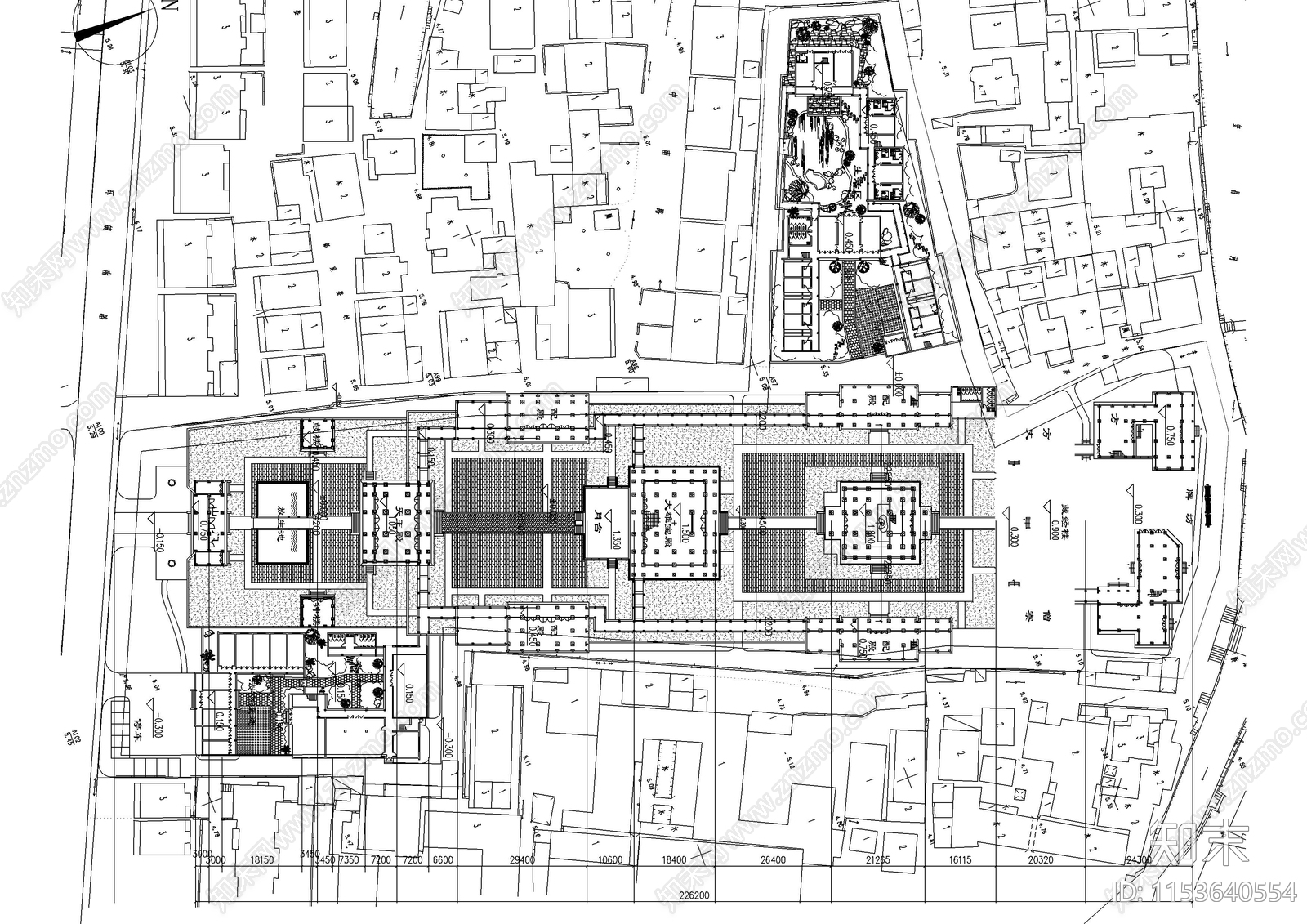 古寺庙建筑设计方案图cad施工图下载【ID:1153640554】