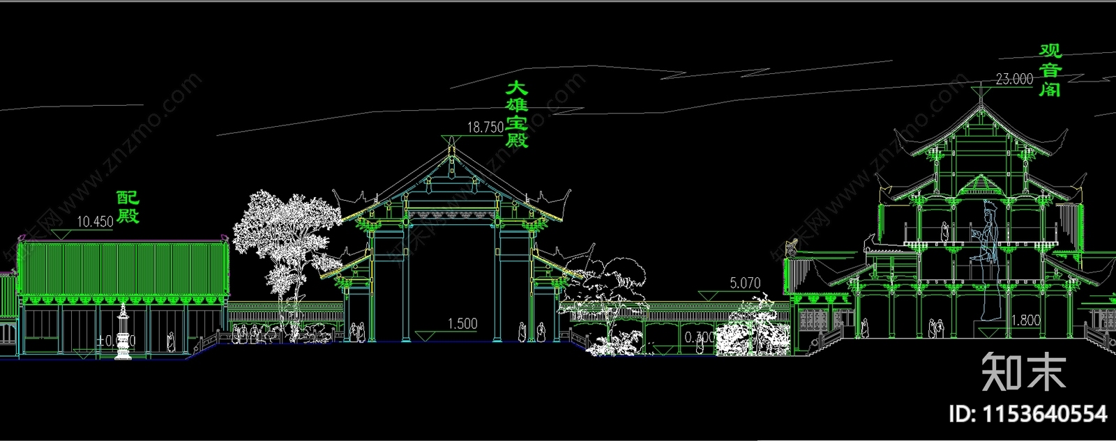 古寺庙建筑设计方案图cad施工图下载【ID:1153640554】