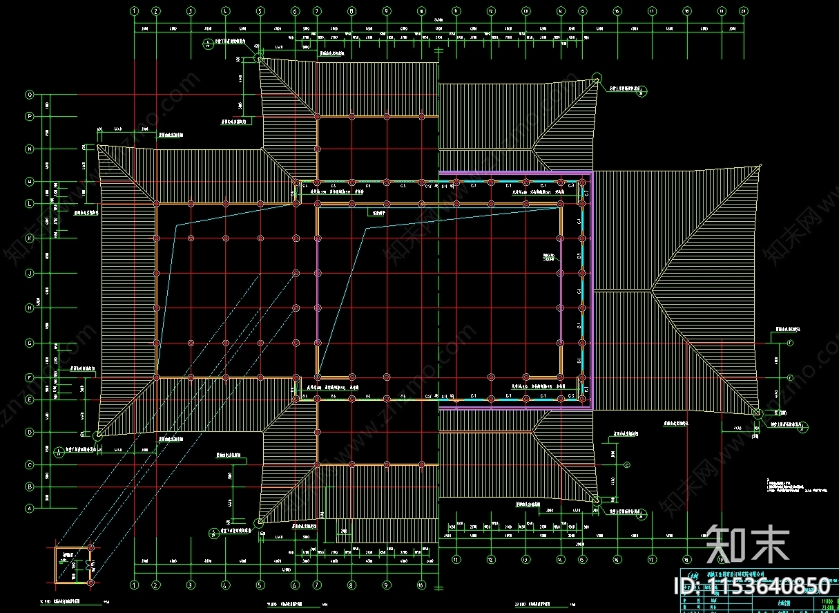 景区大殿建筑成套建筑设计cad施工图下载【ID:1153640850】