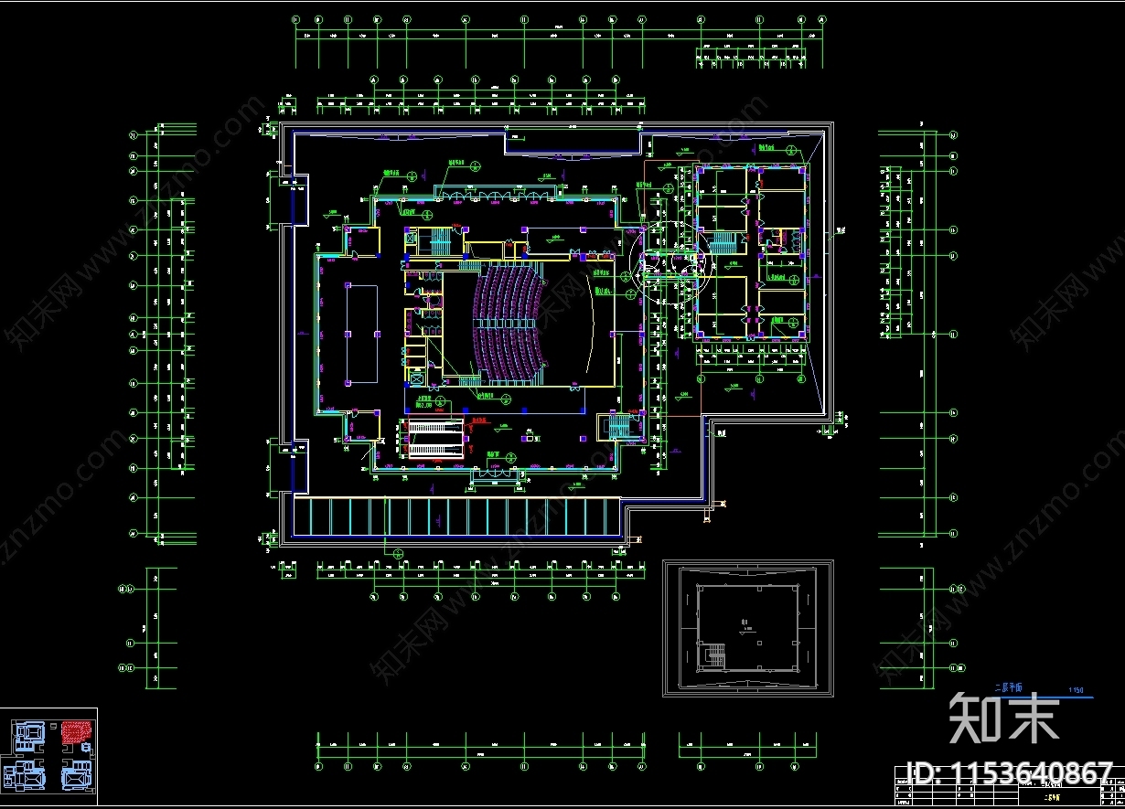 仿唐建筑商业电影院cad施工图下载【ID:1153640867】