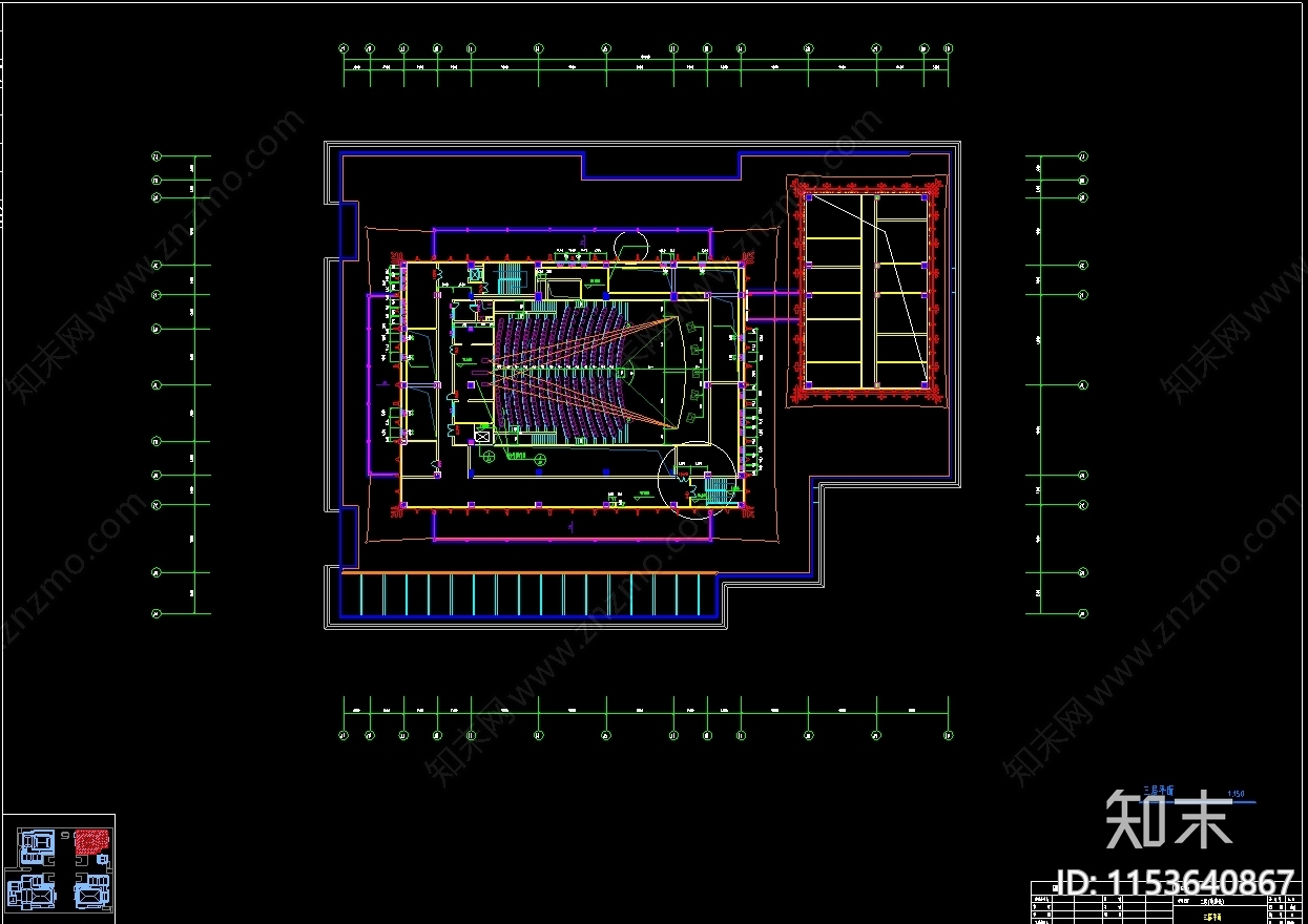 仿唐建筑商业电影院cad施工图下载【ID:1153640867】