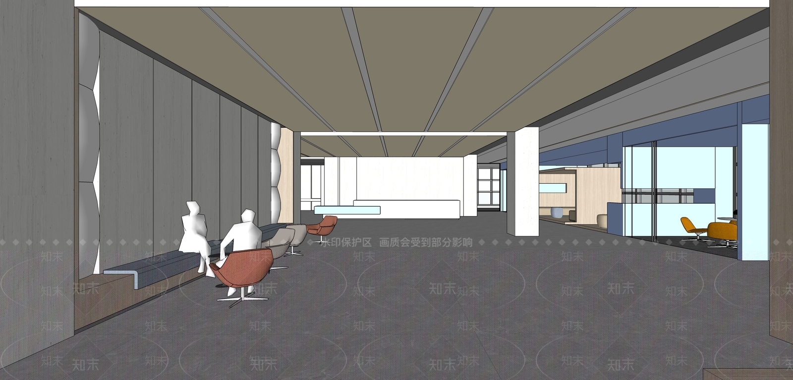 现代办公楼大堂SU模型下载【ID:1153641212】