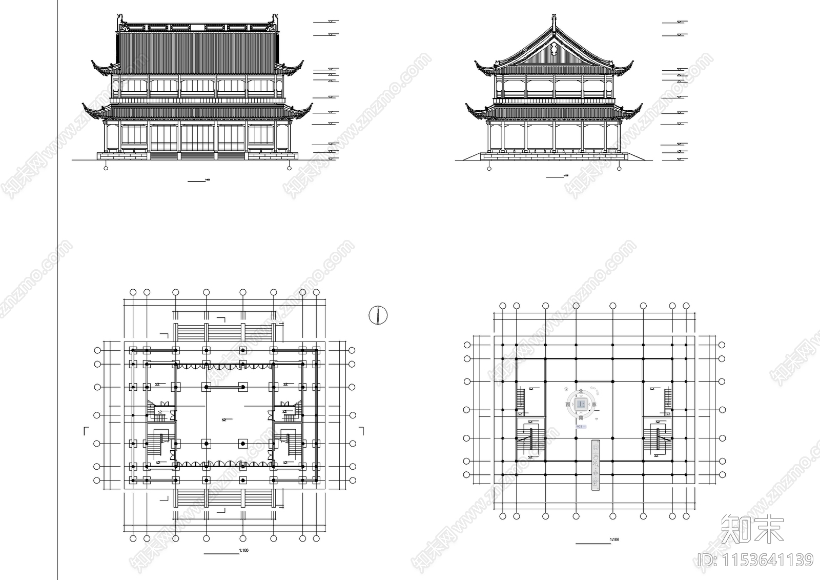 6套古建设计cad施工图下载【ID:1153641139】