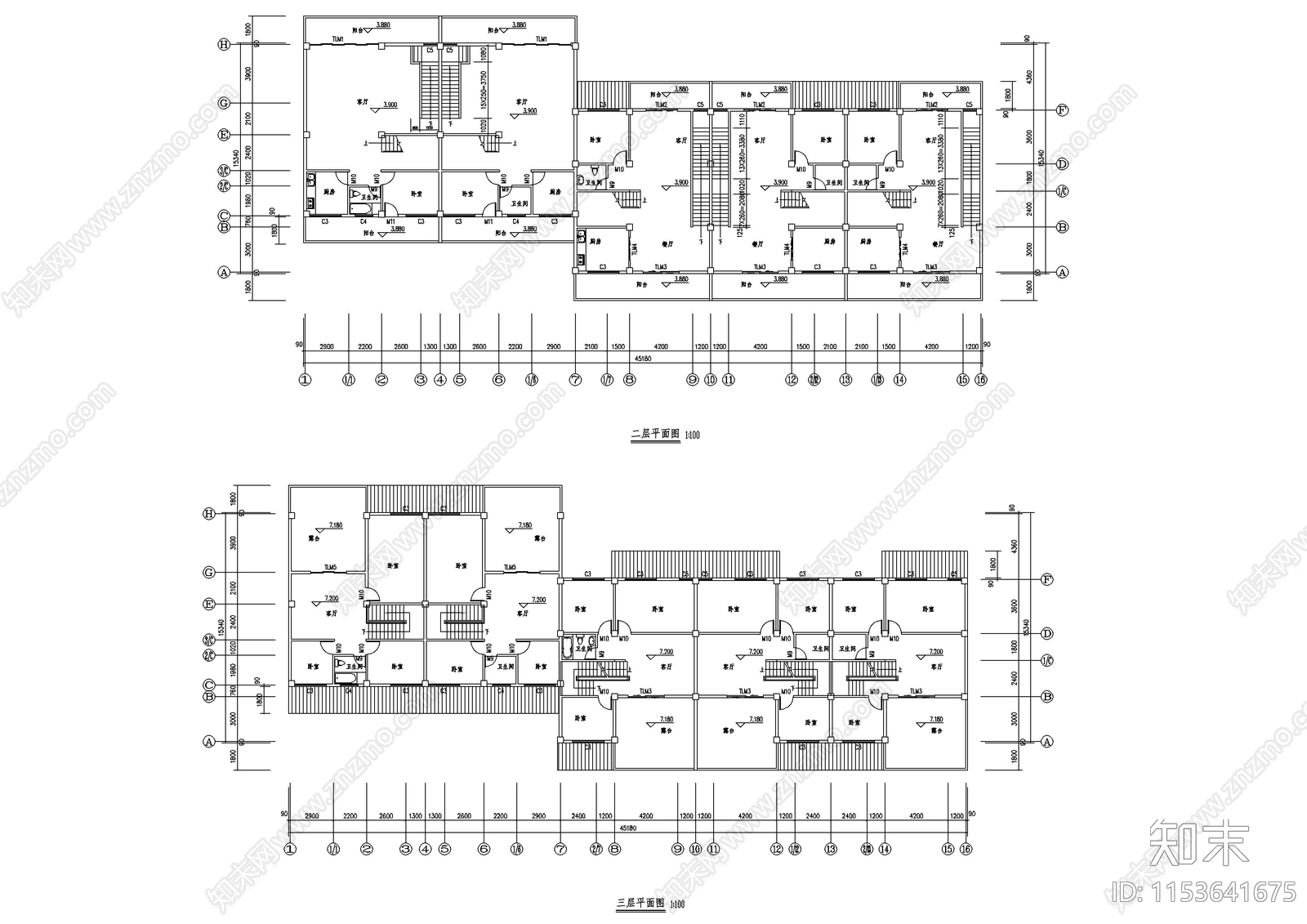 仿古民居住宅建筑设计cad施工图下载【ID:1153641675】