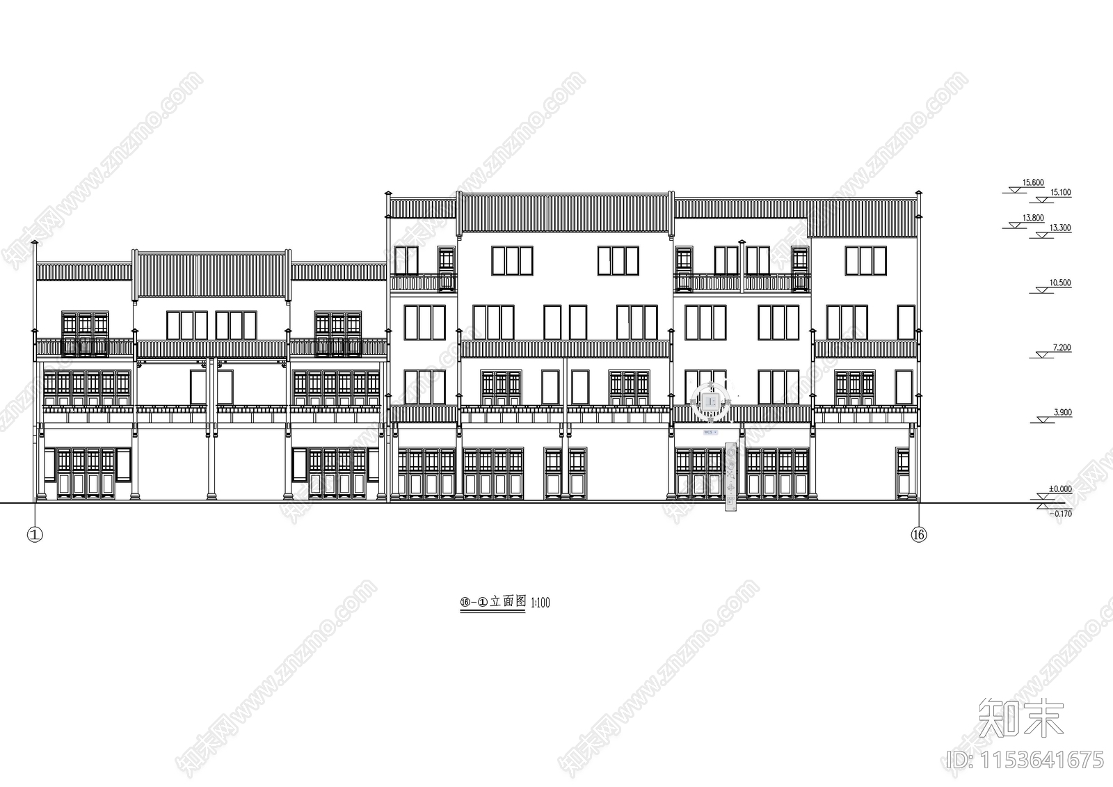 仿古民居住宅建筑设计cad施工图下载【ID:1153641675】