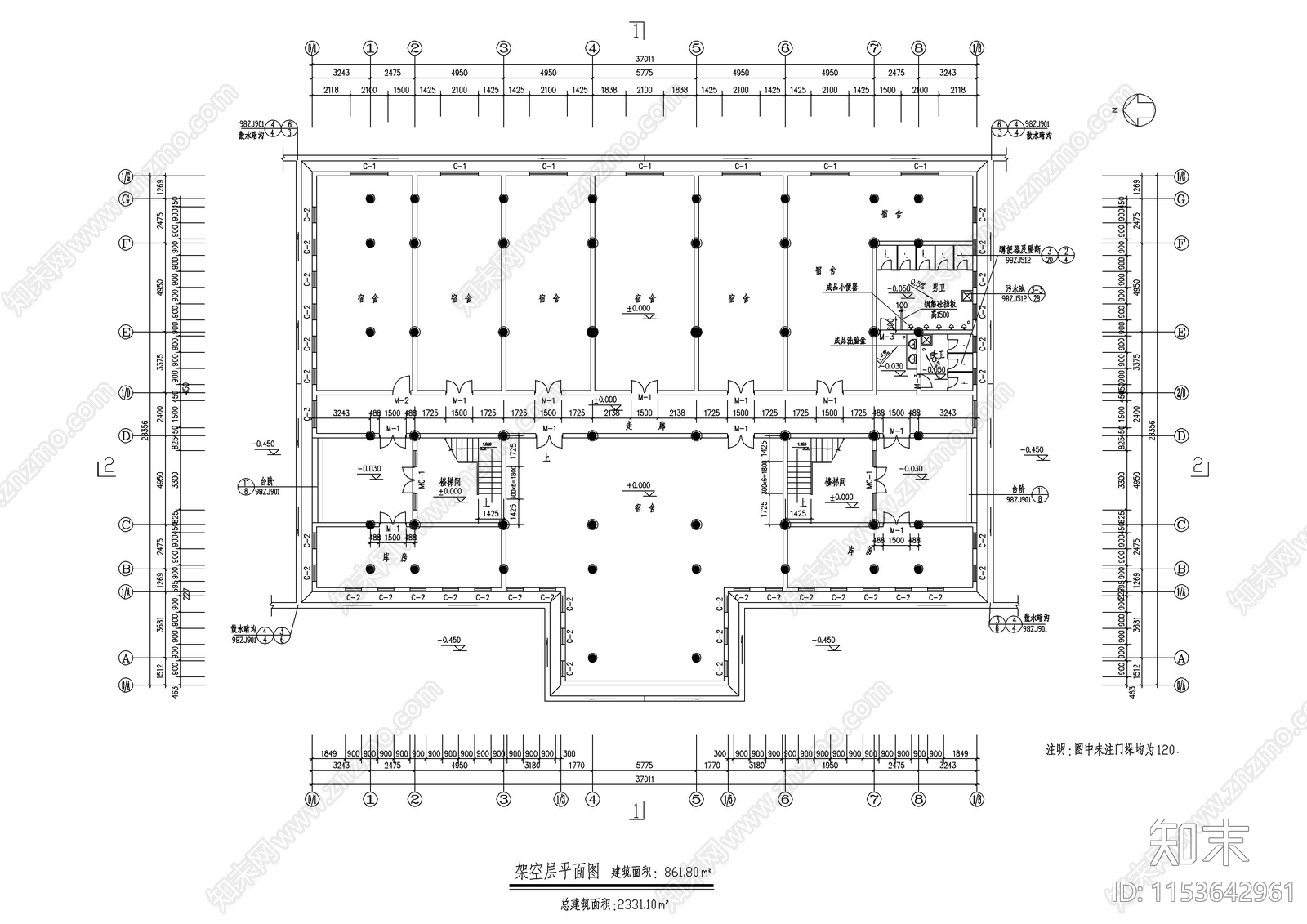 景区金顶古建设计cad施工图下载【ID:1153642961】