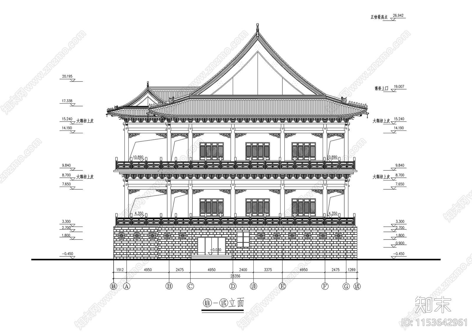 景区金顶古建设计cad施工图下载【ID:1153642961】
