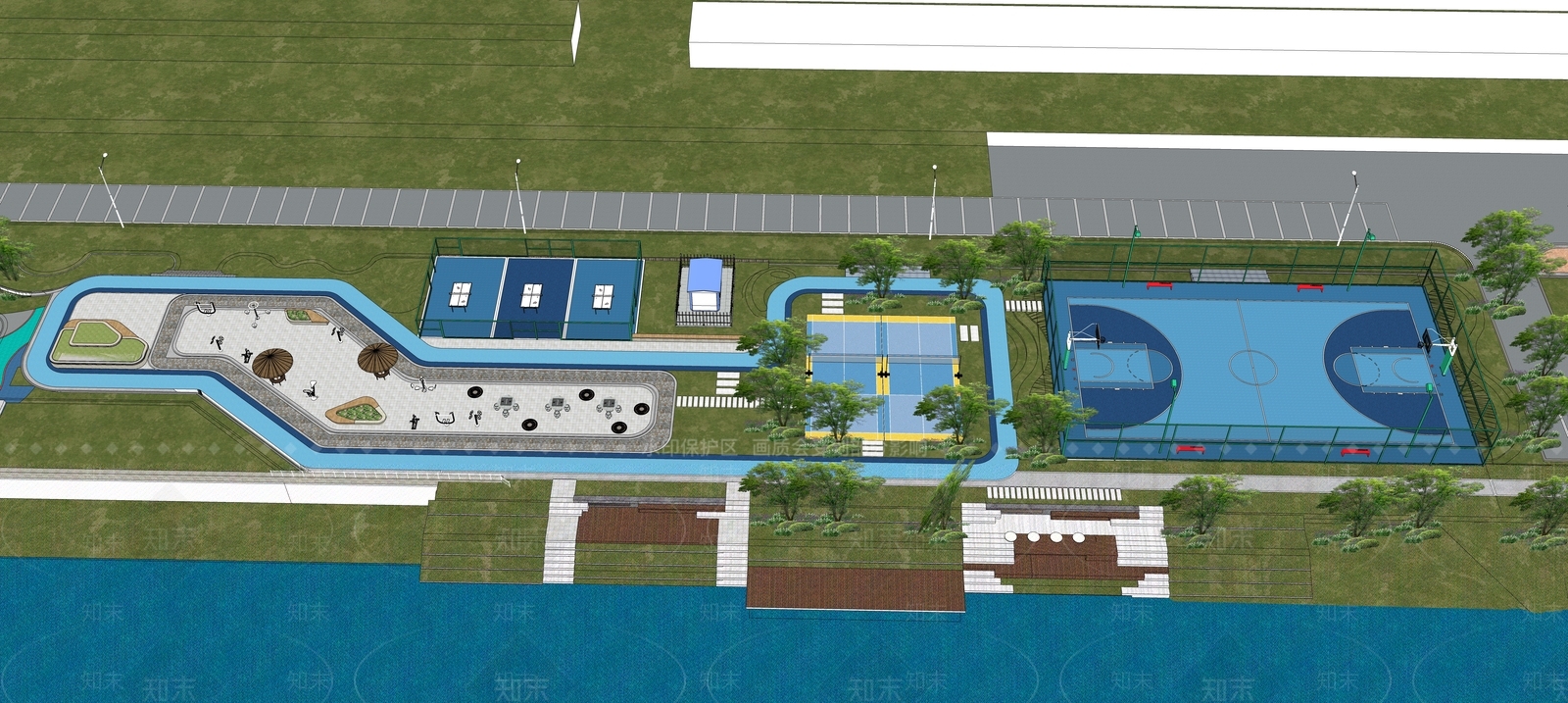 现代体育公园SU模型下载【ID:1153644791】