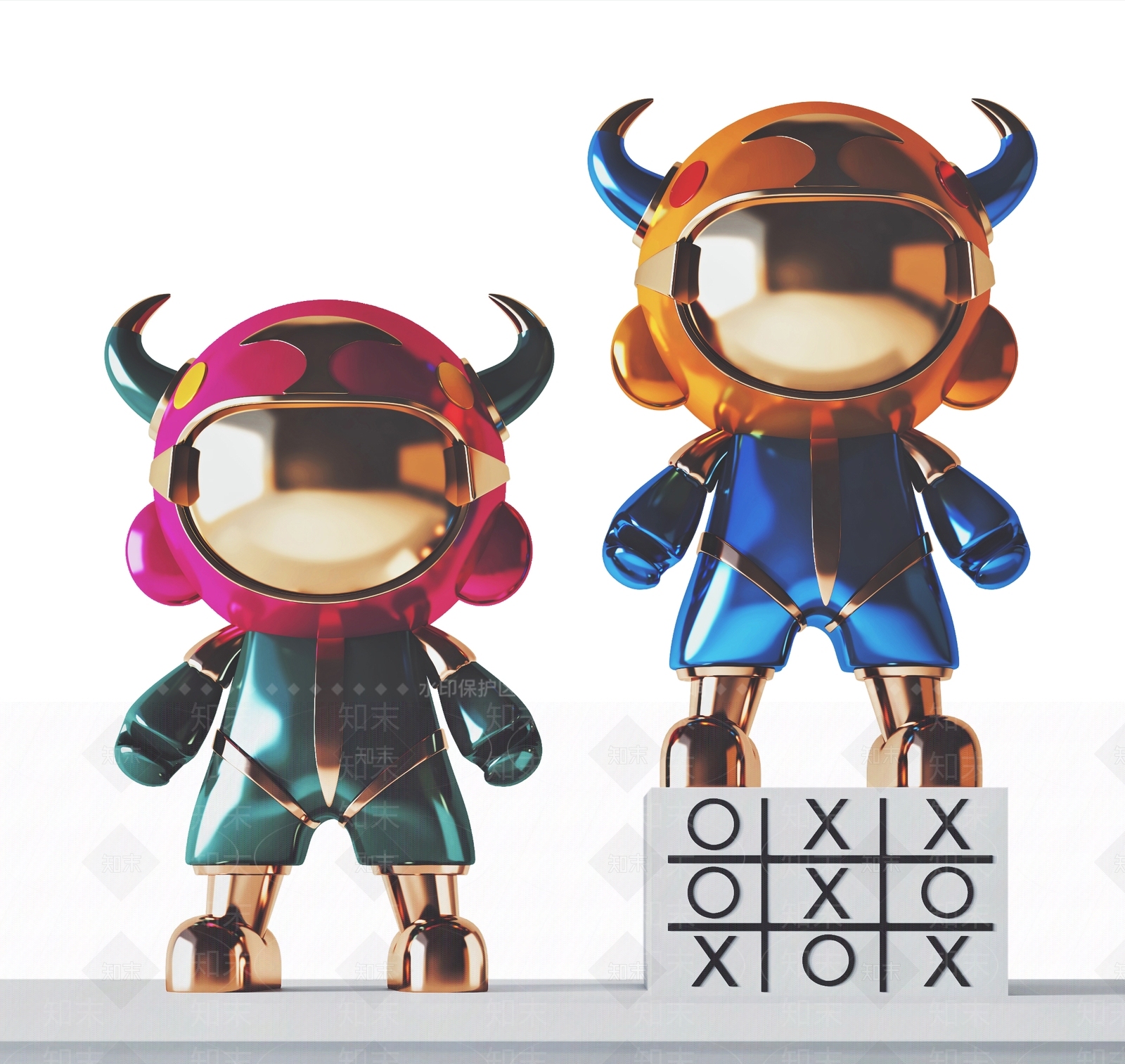 现代小牛潮玩雕塑摆件3D模型下载【ID:1153645582】