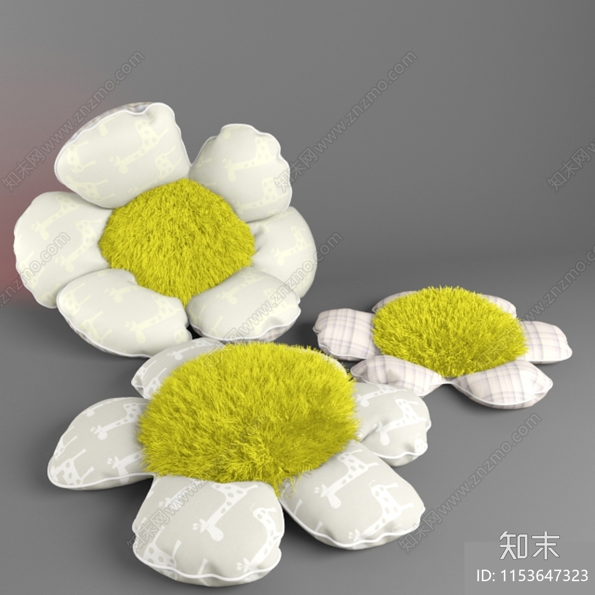 现代花瓣抱枕3D模型下载【ID:1153647323】