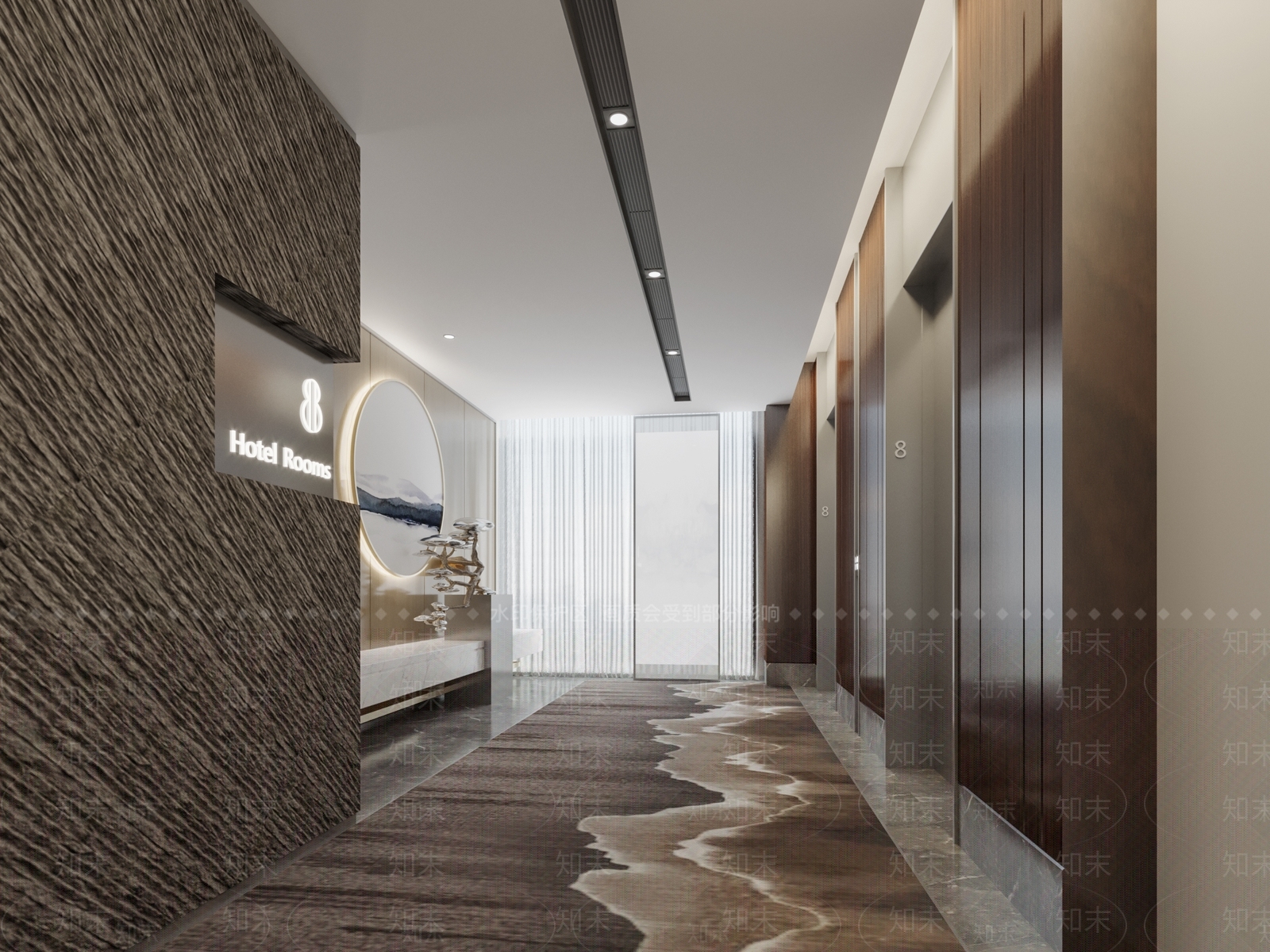 新中式酒店电梯间3D模型下载【ID:1153650099】