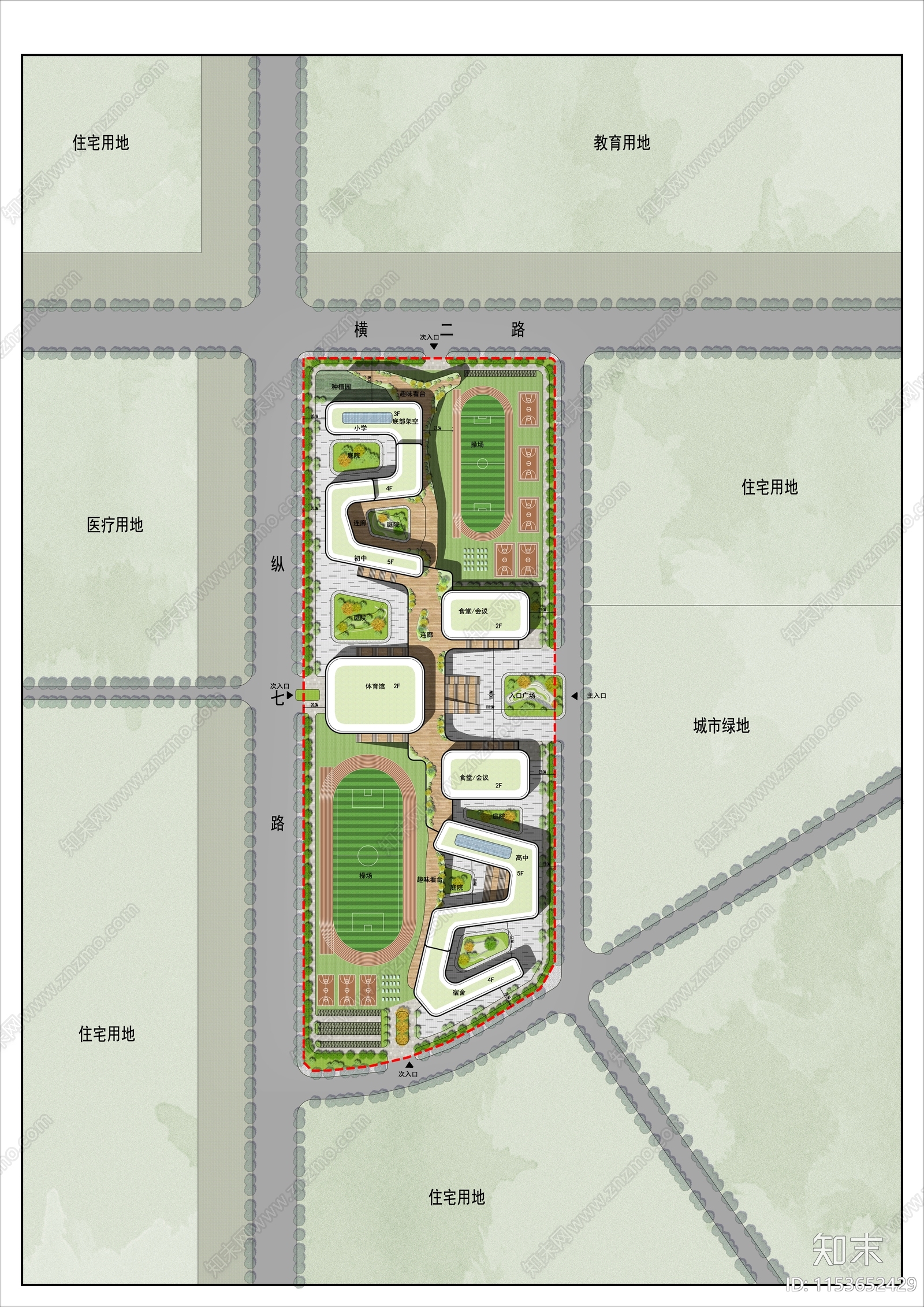 学校建筑规划设计cad施工图下载【ID:1153652429】