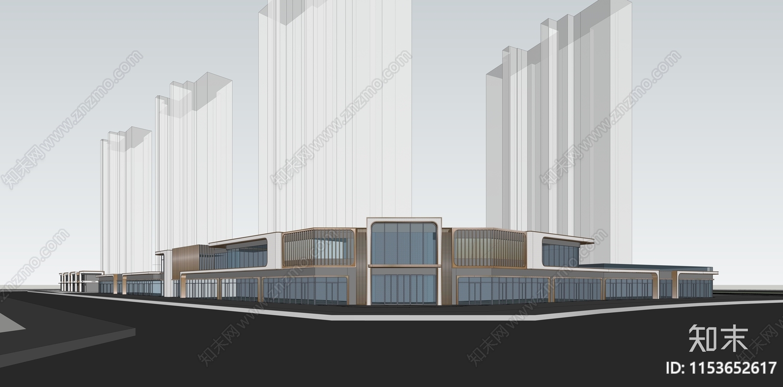 现代沿街商业SU模型下载【ID:1153652617】