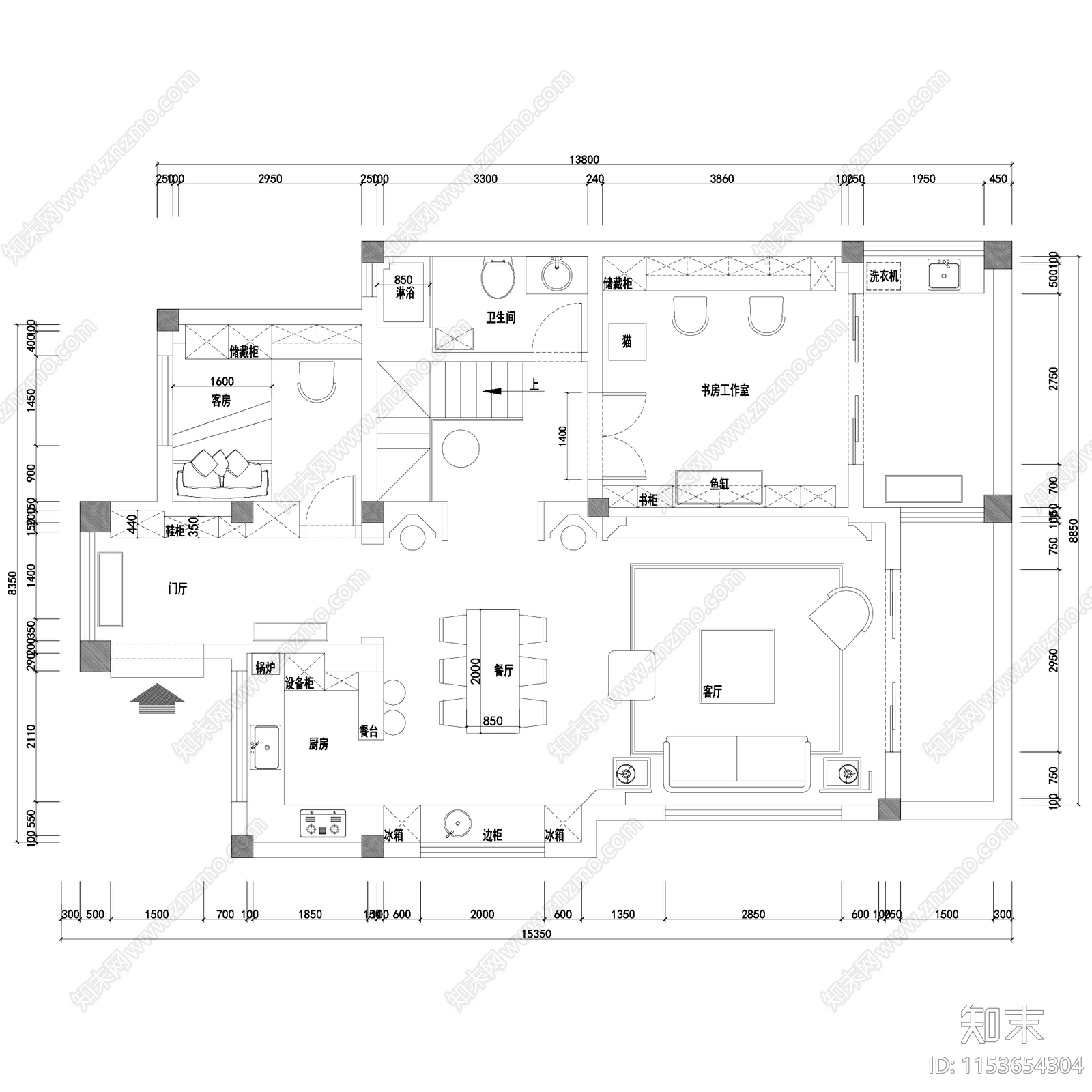 欧式住宅样板间室内装饰cad施工图下载【ID:1153654304】