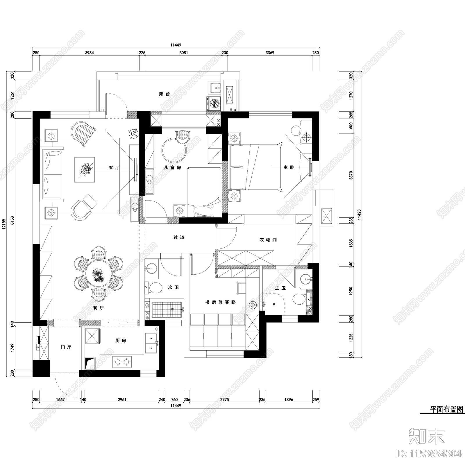 欧式住宅样板间室内装饰cad施工图下载【ID:1153654304】