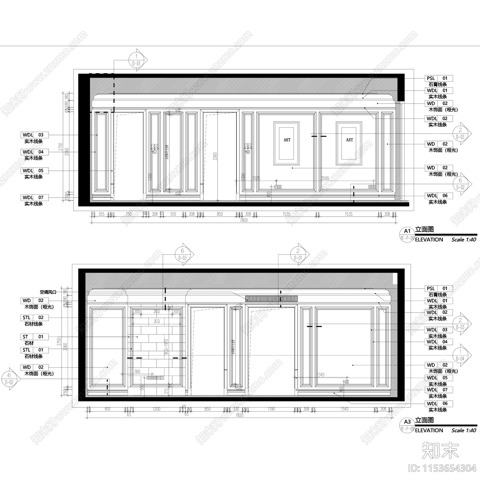 欧式住宅样板间室内装饰cad施工图下载【ID:1153654304】