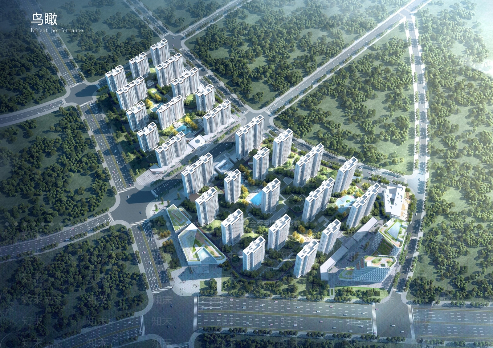 现代住宅鸟瞰规划3D模型下载【ID:1153657093】