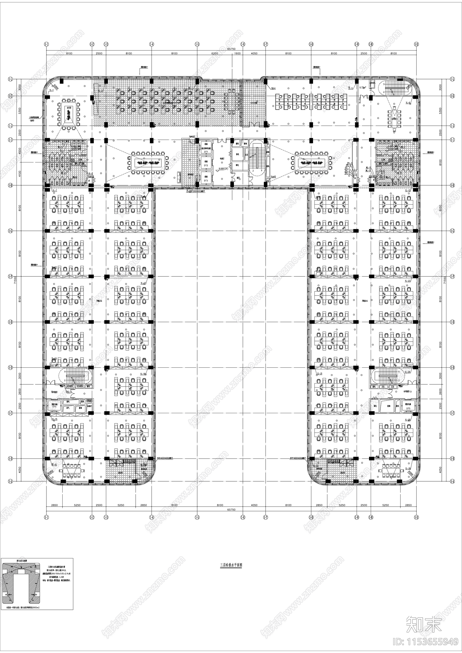 综合办公楼宇建筑设计cad施工图下载【ID:1153655949】