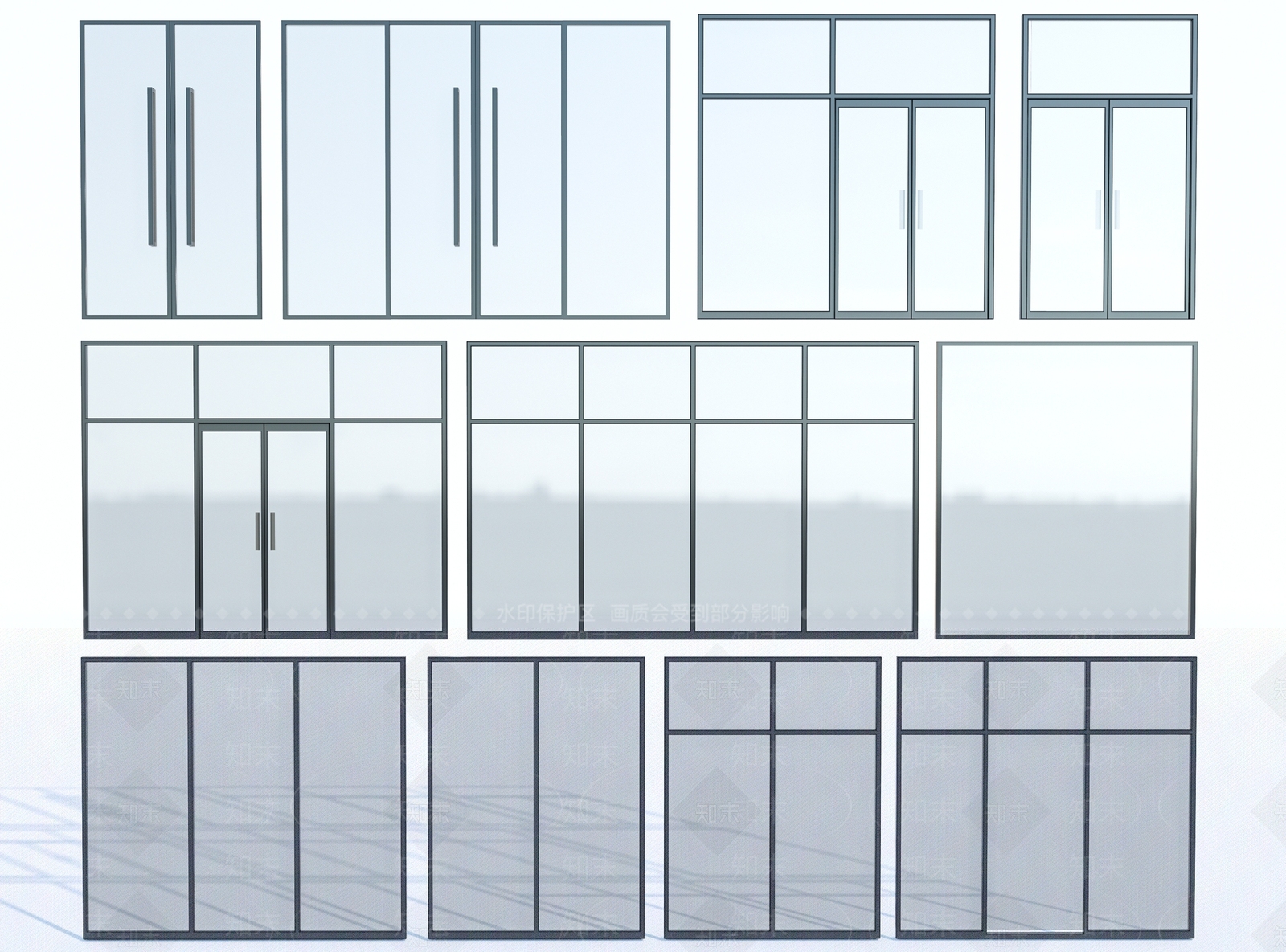 现代落地窗3D模型下载【ID:1153658499】