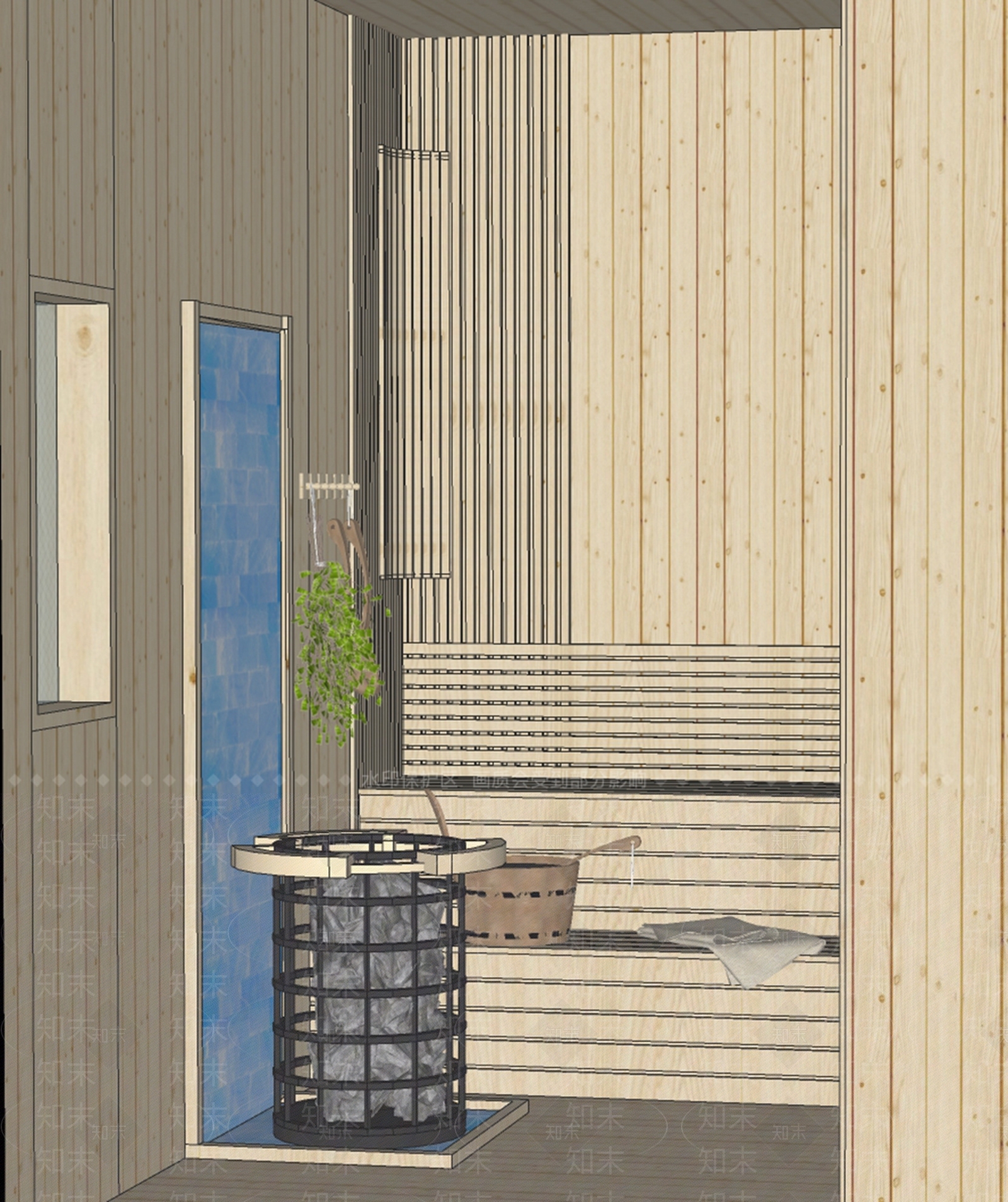 现代桑拿房SU模型下载【ID:1153665069】