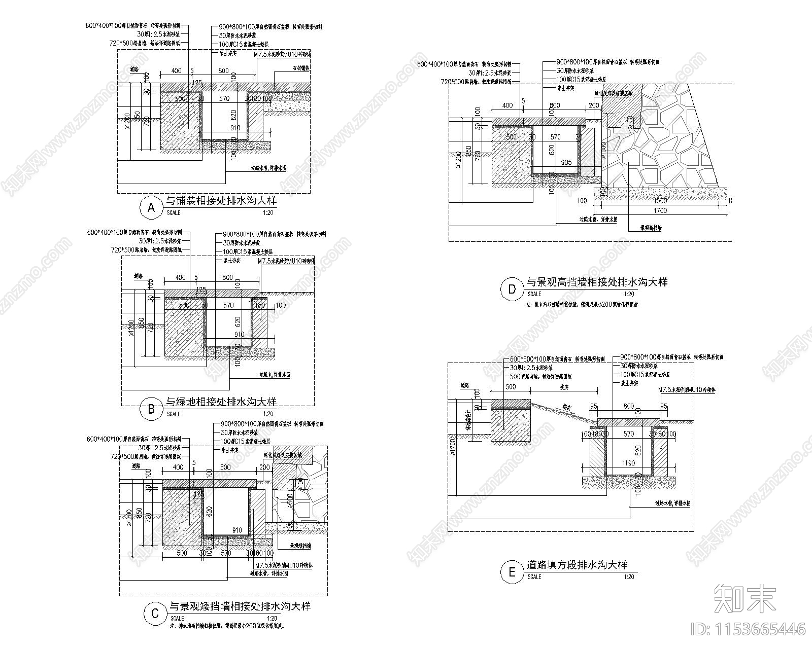 排水沟详图cad施工图下载【ID:1153665446】