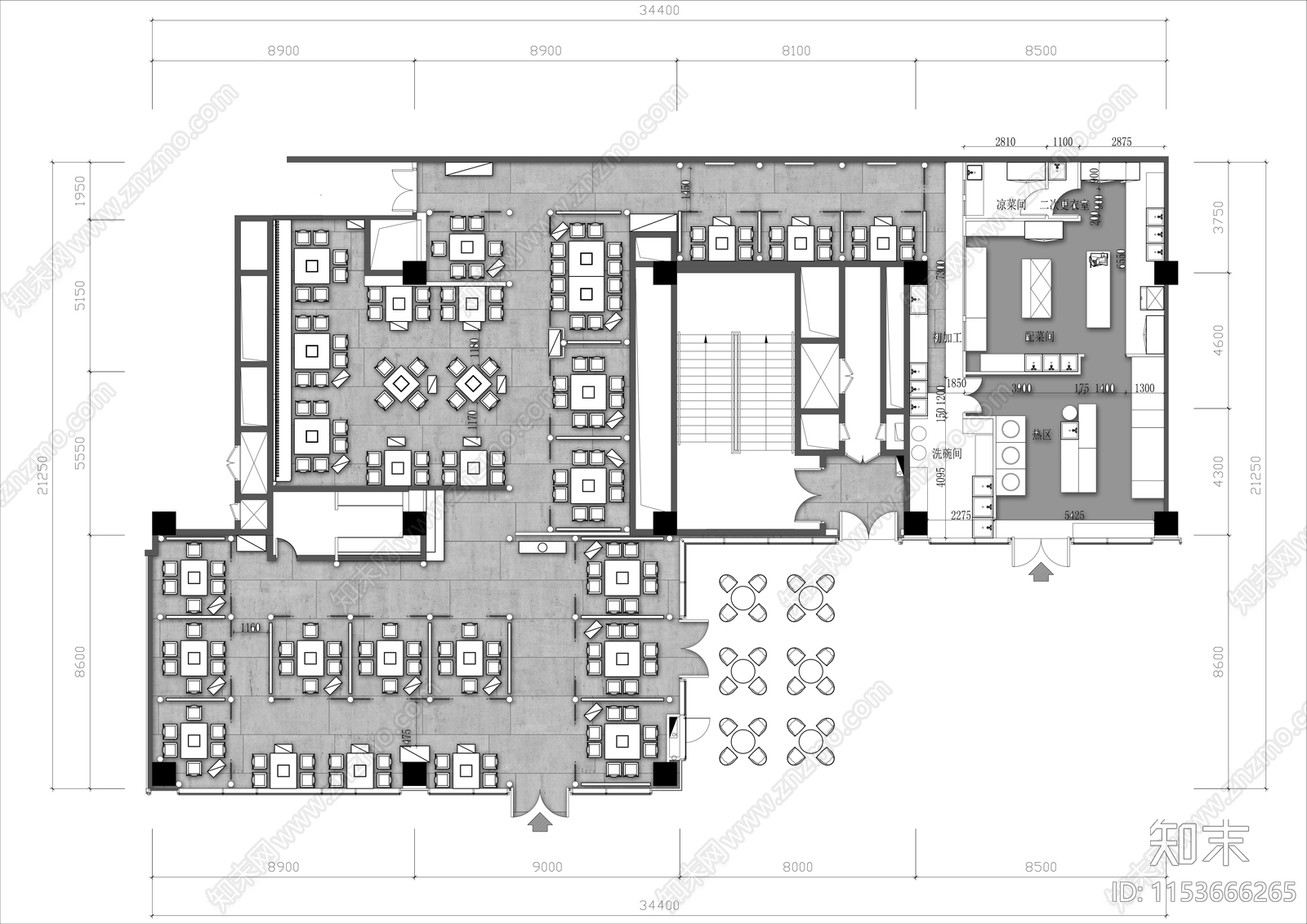 500㎡老中式火锅店平面布置图cad施工图下载【ID:1153666265】