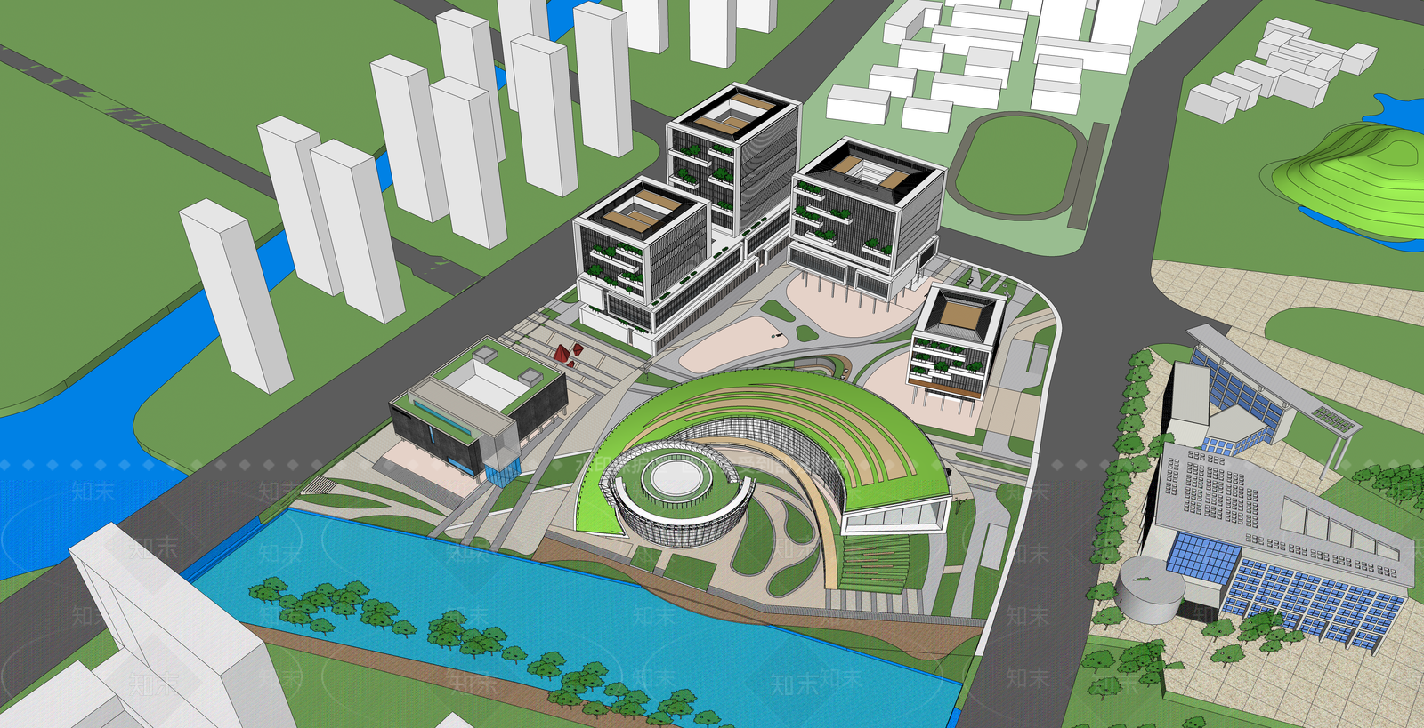 现代图书馆SU模型下载【ID:1153674127】
