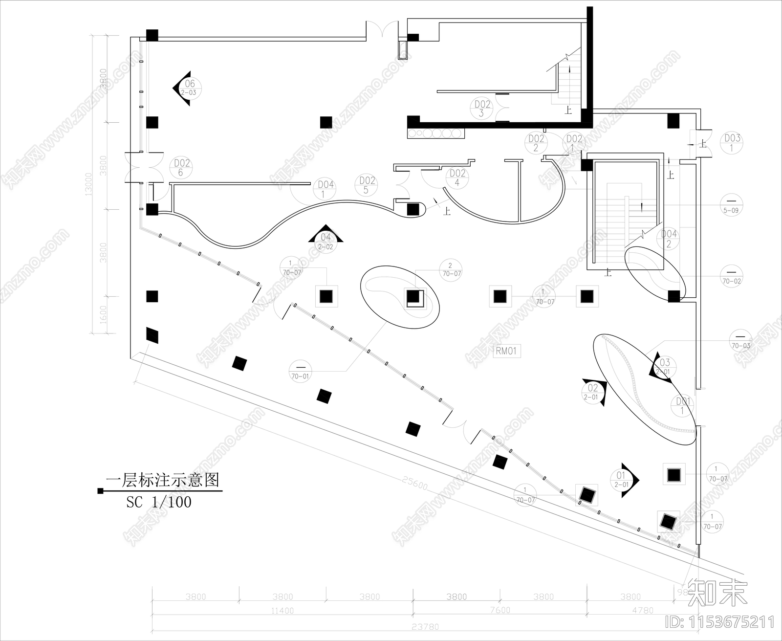 餐厅设计cad施工图下载【ID:1153675211】