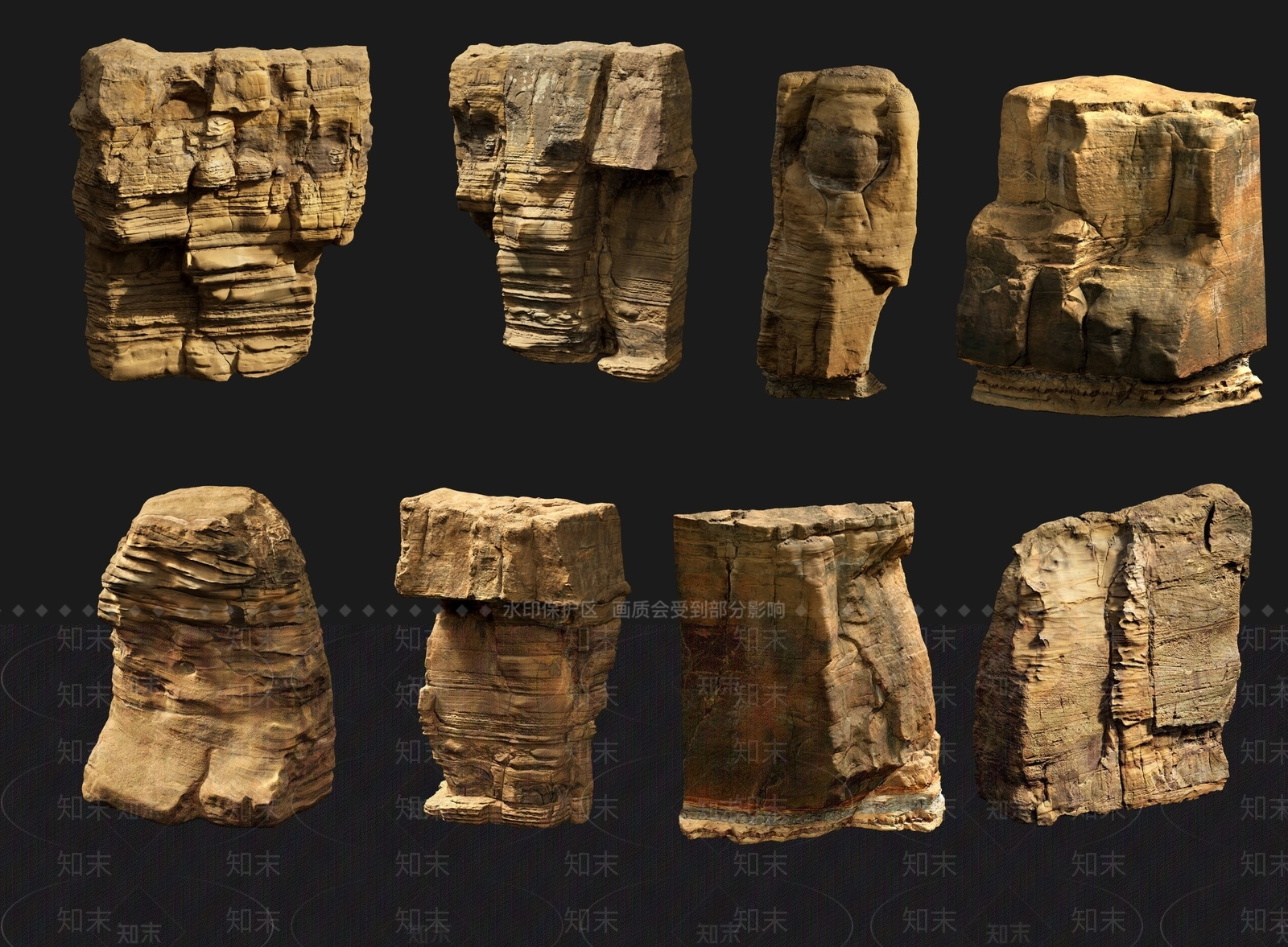 现代戈壁岩石3D模型下载【ID:1153676323】