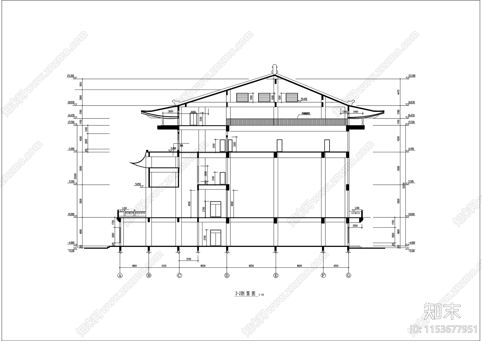 静音寺成套建筑设计cad施工图下载【ID:1153677951】