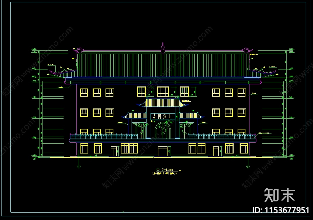 静音寺成套建筑设计cad施工图下载【ID:1153677951】