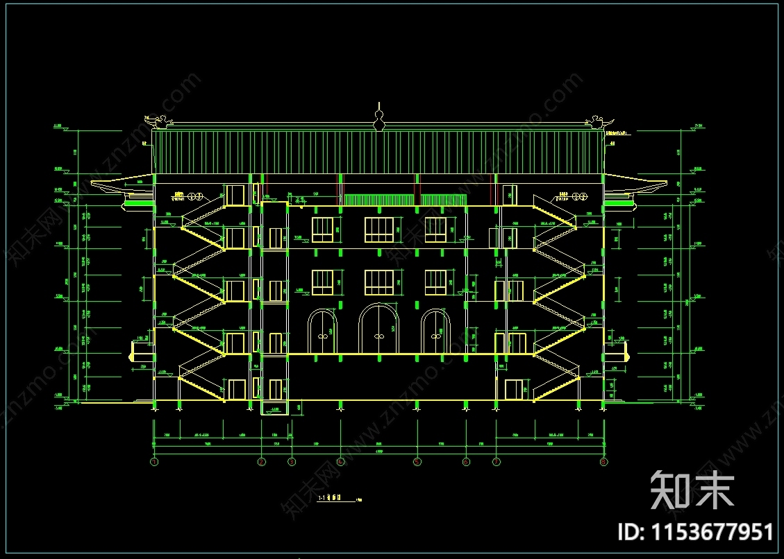 静音寺成套建筑设计cad施工图下载【ID:1153677951】