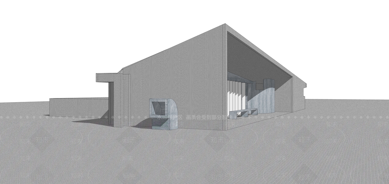 现代展览馆建筑SU模型下载【ID:1153678119】