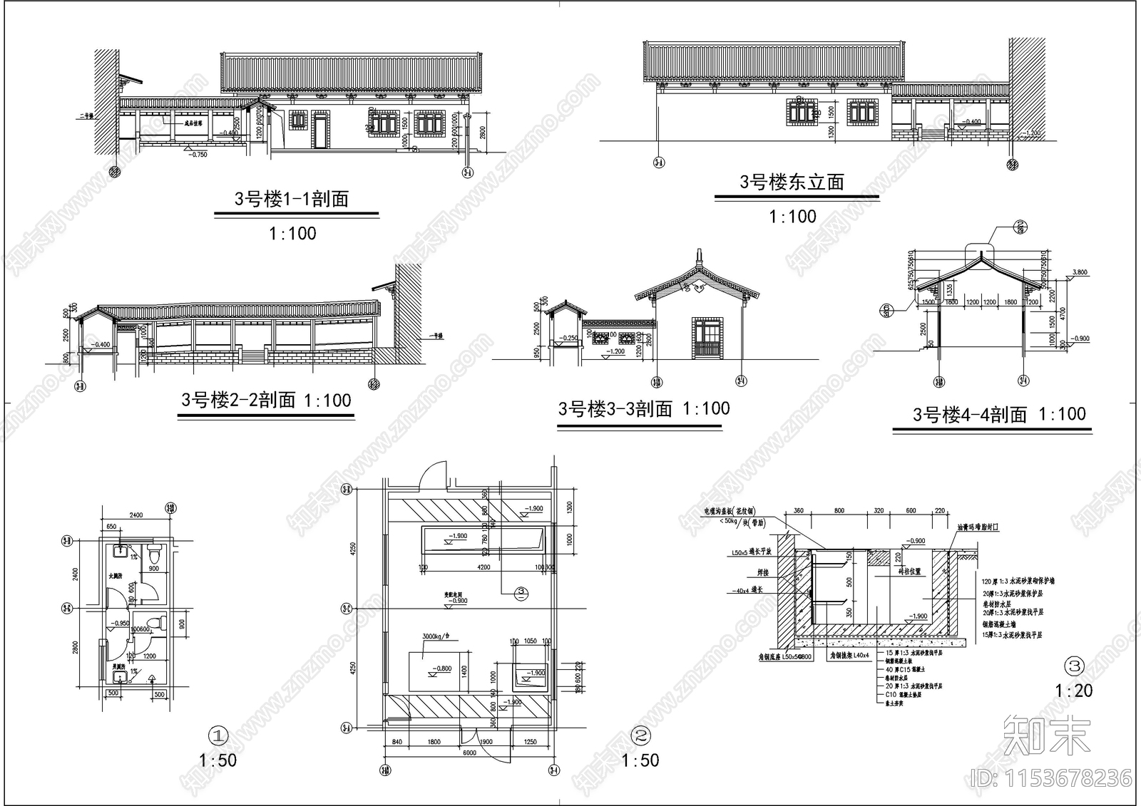 精选旅游景区成套古建筑cad施工图下载【ID:1153678236】