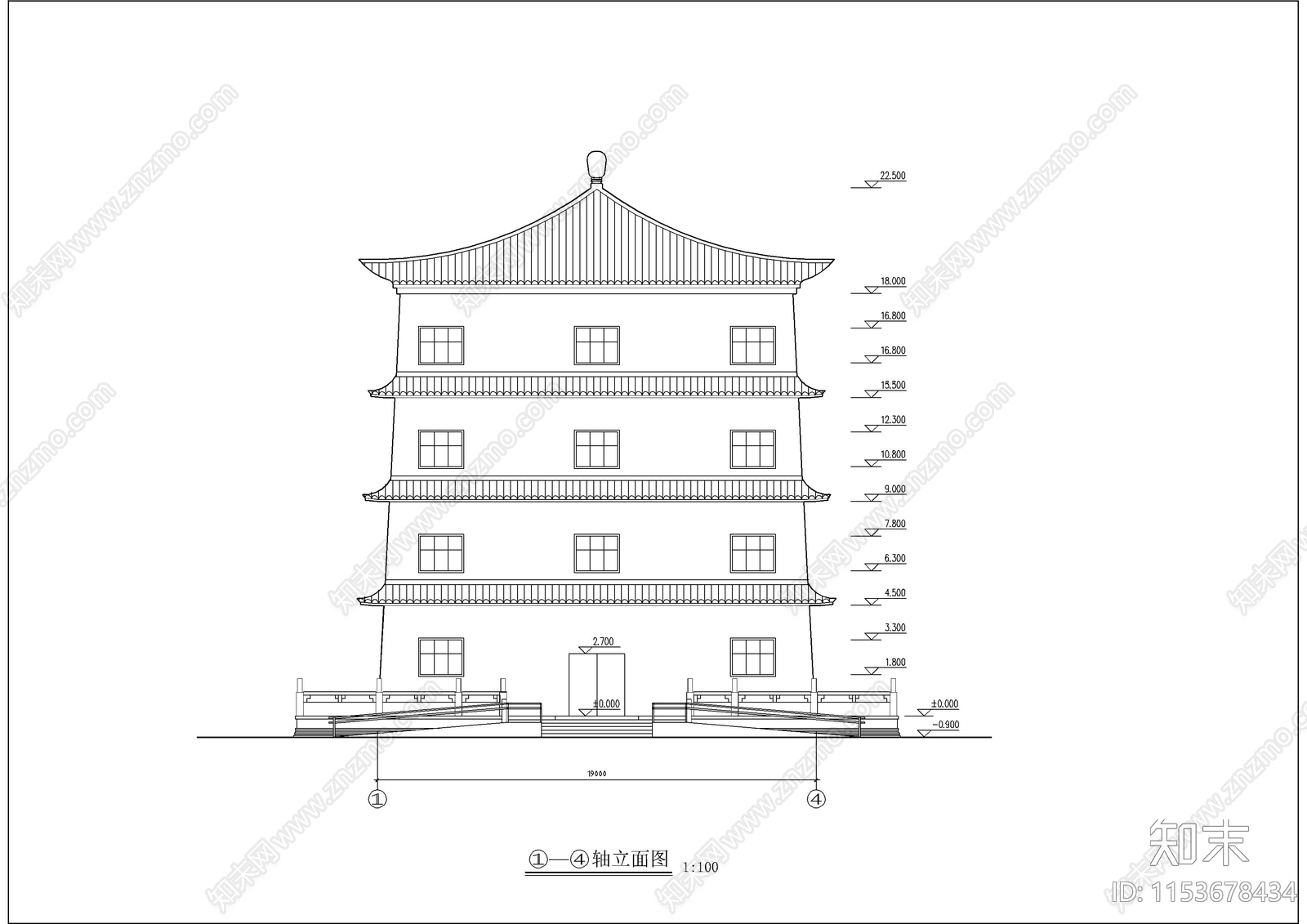 仿古建筑佛塔建筑cad施工图下载【ID:1153678434】