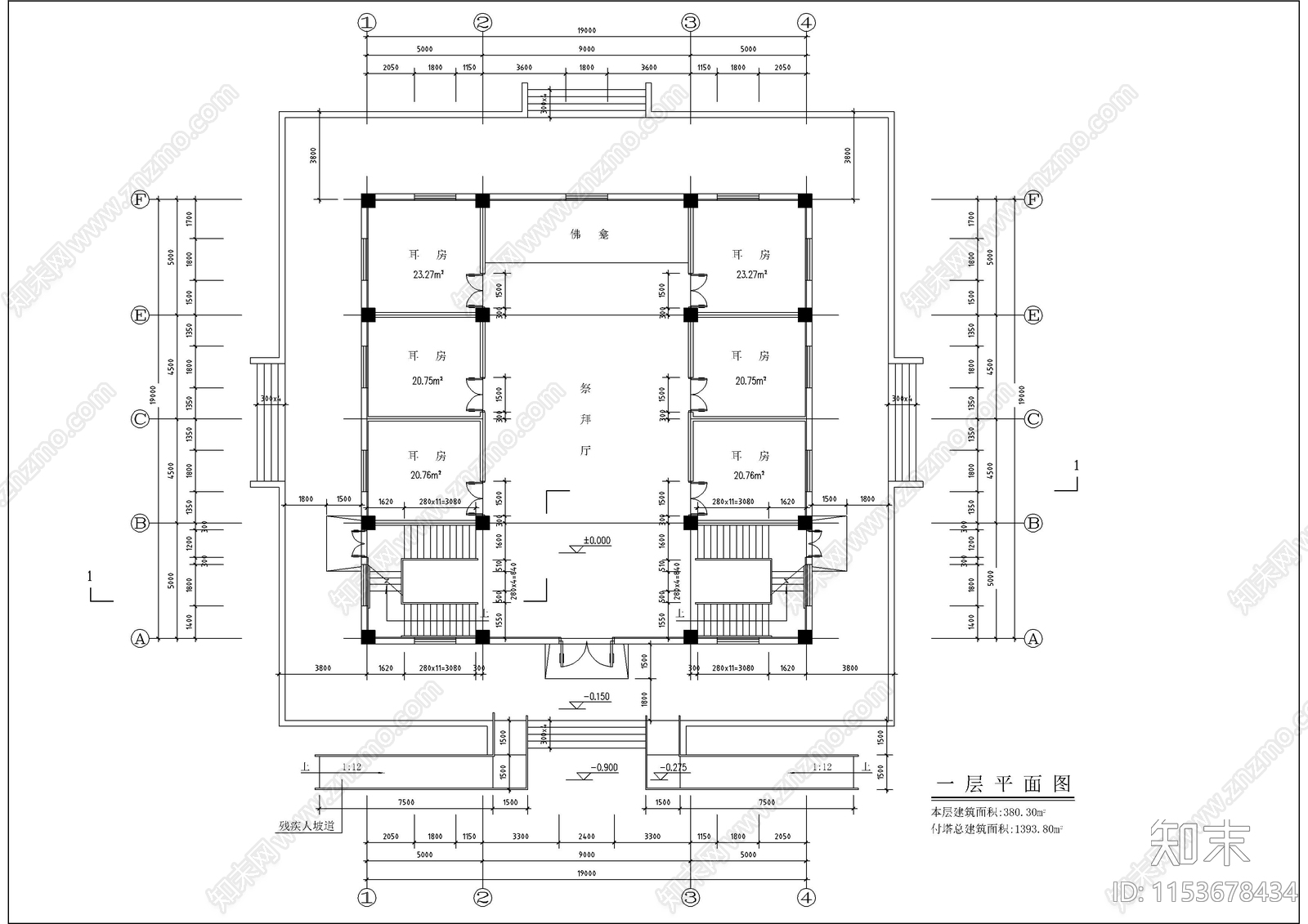 仿古建筑佛塔建筑cad施工图下载【ID:1153678434】