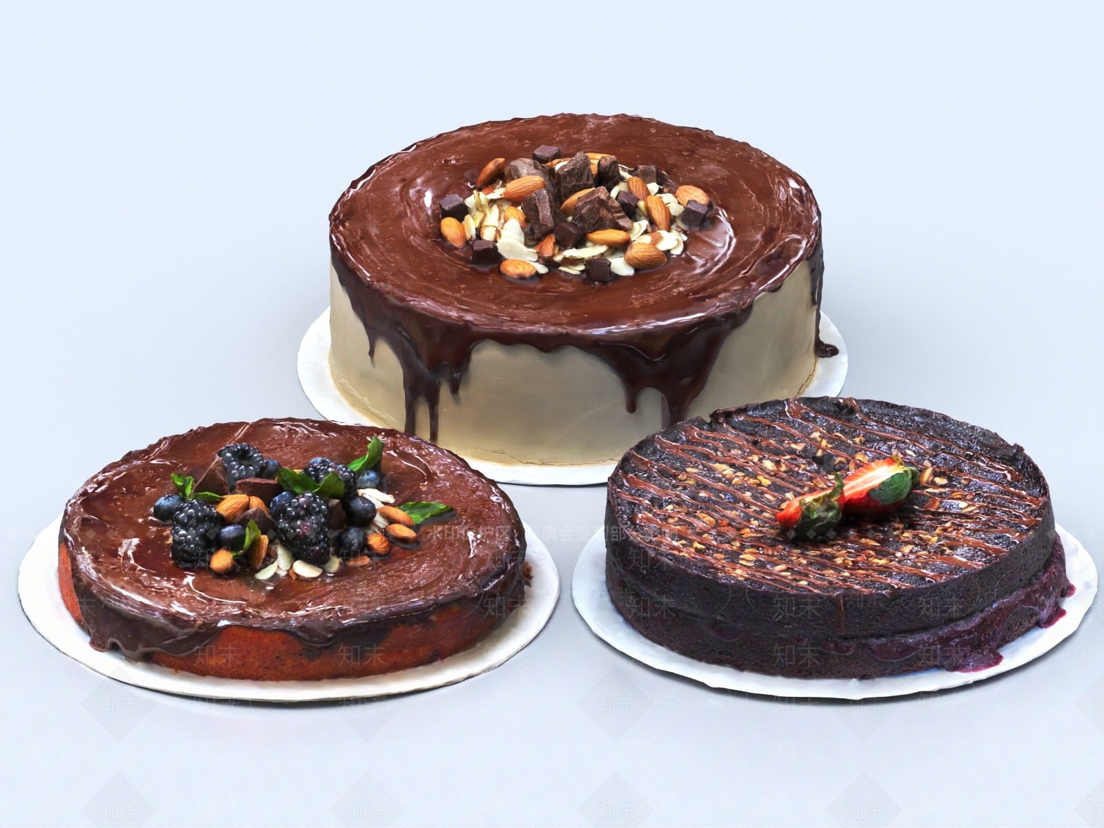 巧克力蛋糕3D模型下载【ID:1153678408】