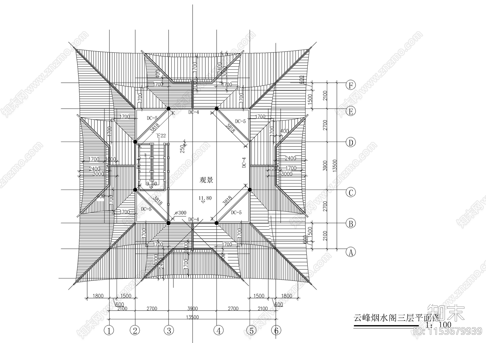 古建烟水阁建筑cad施工图下载【ID:1153679939】