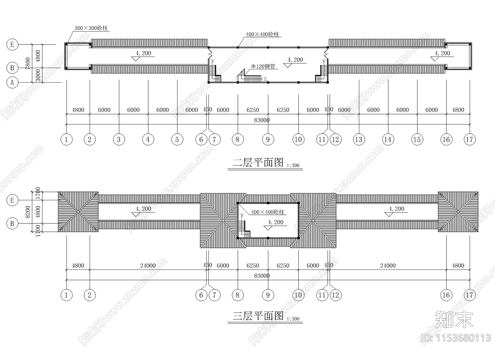 仿古建筑廊桥建筑cad施工图下载【ID:1153680113】