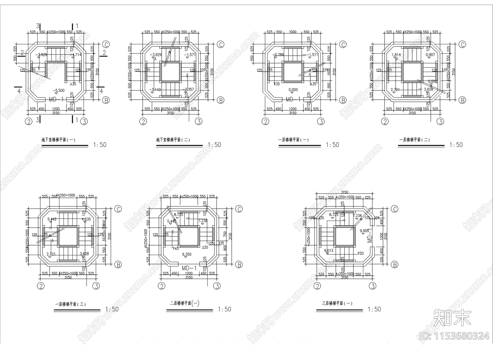 七层古塔建筑cad施工图下载【ID:1153680324】