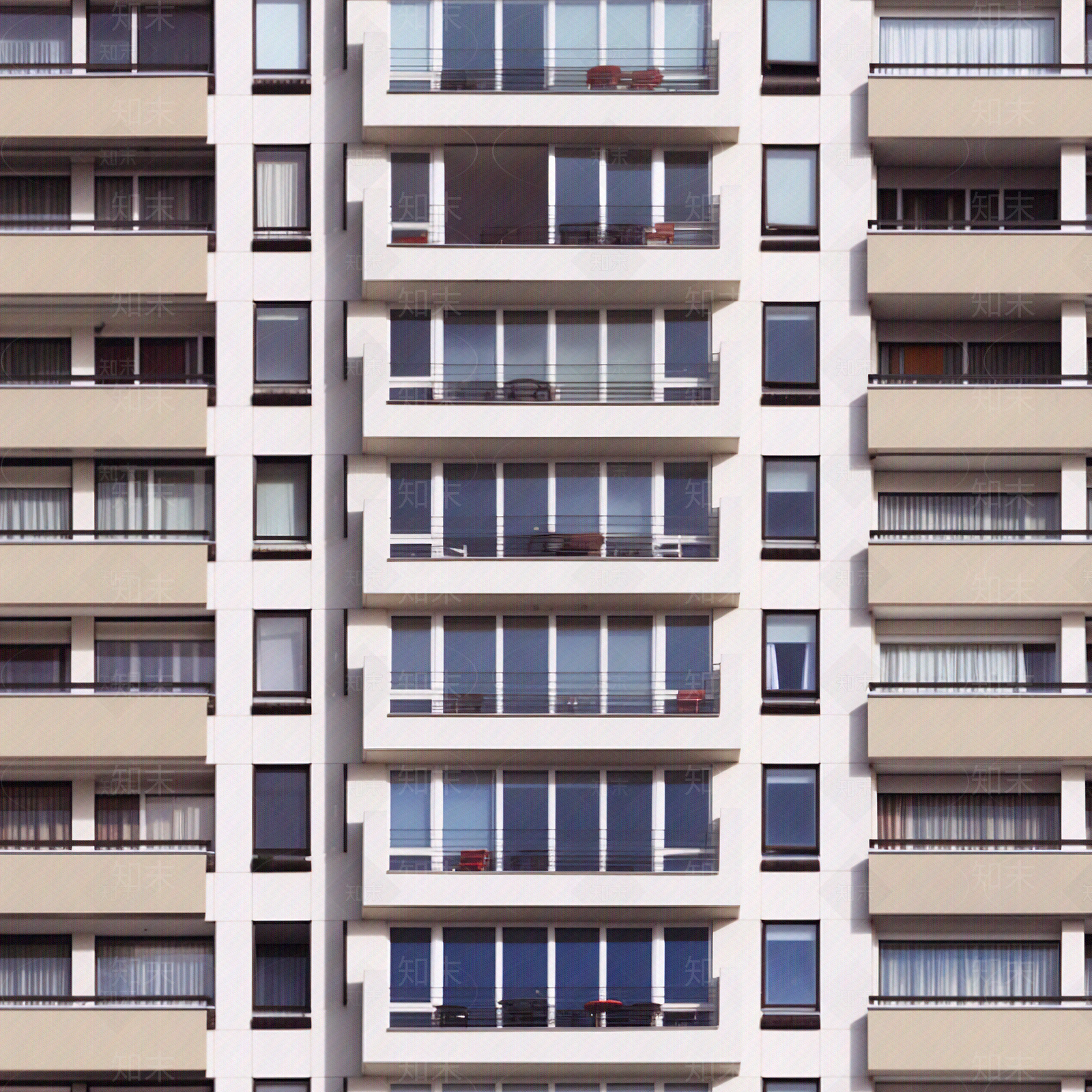 无缝现代住宅楼外立面贴图下载【ID:1153681388】