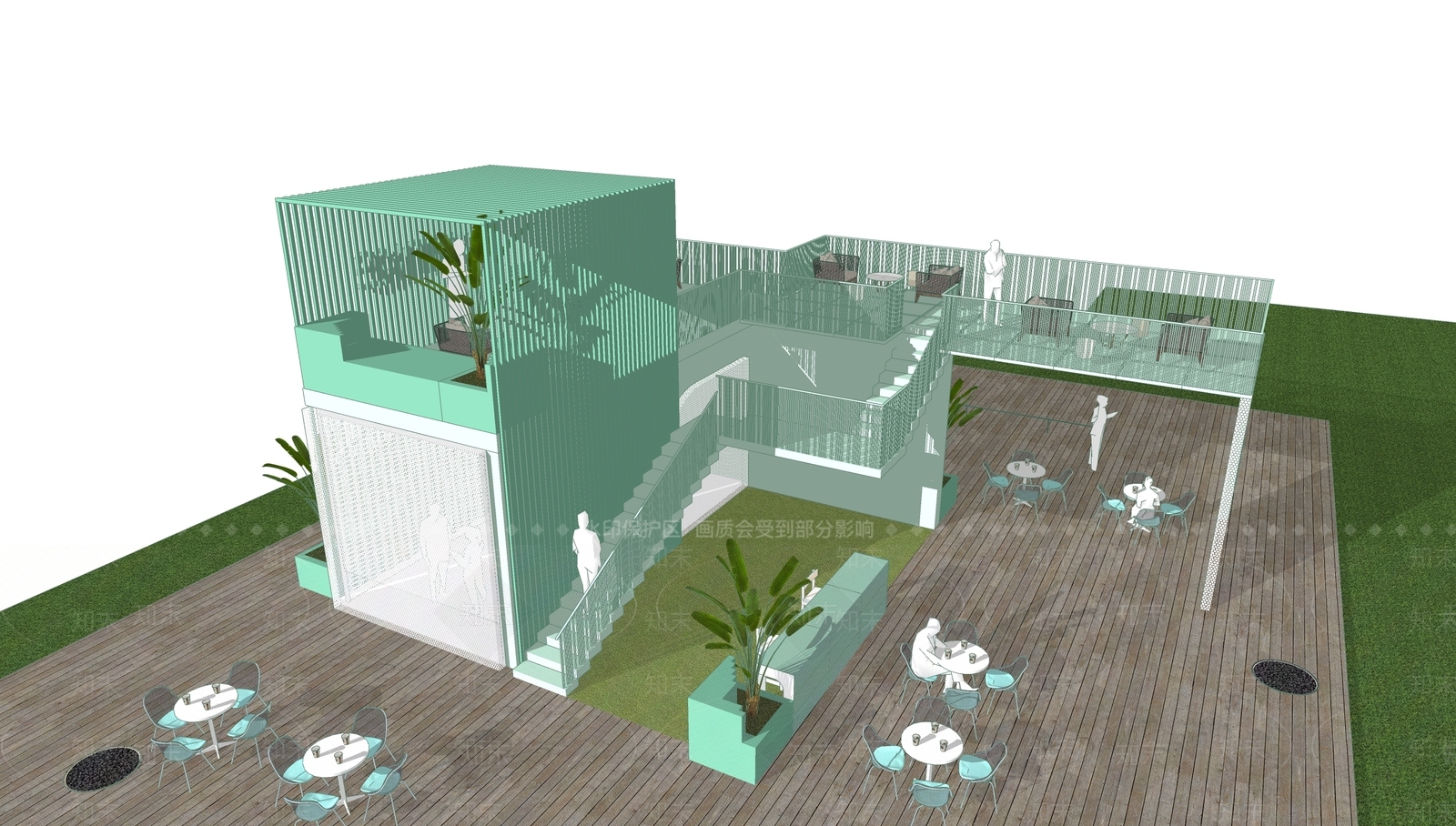 现代集装箱餐饮建筑SU模型下载【ID:1153682627】