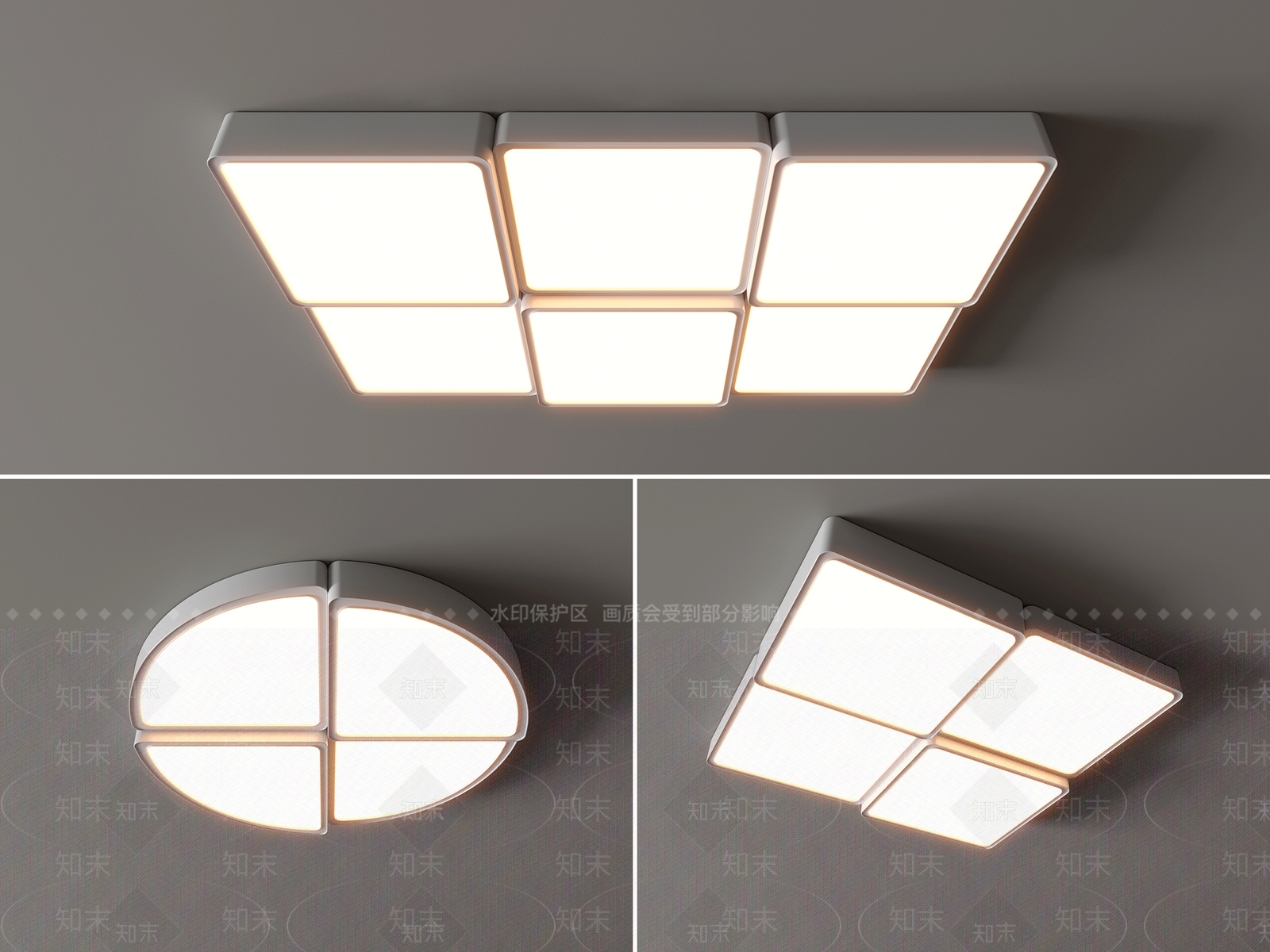 现代吸顶灯3D模型下载【ID:1153685273】