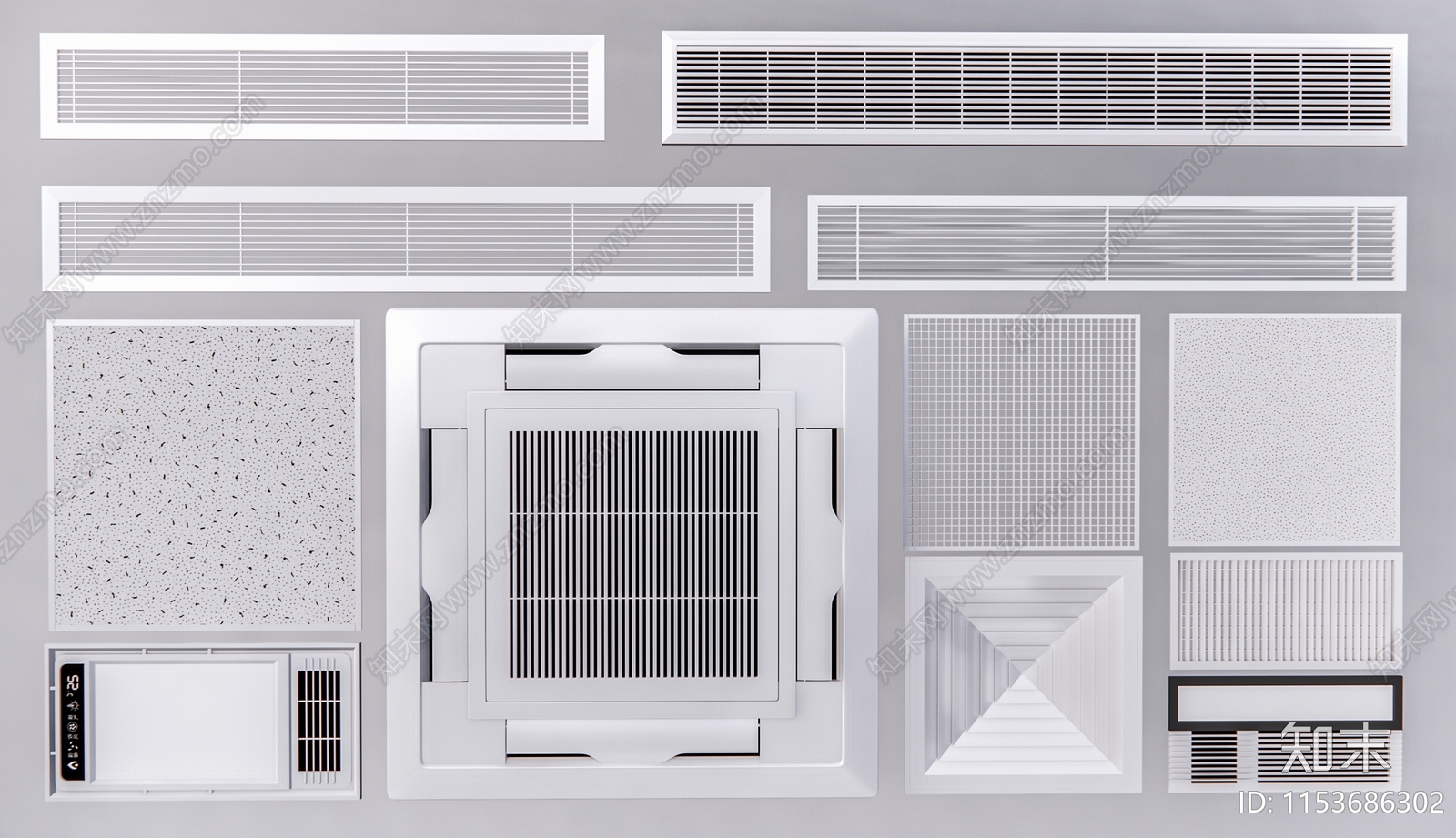 空调出风口3D模型下载【ID:1153686302】
