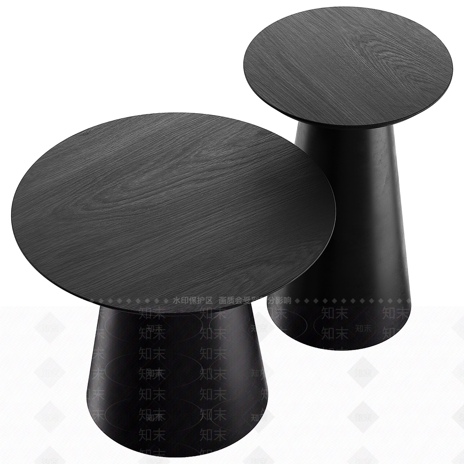 现代黑色木纹茶几3D模型下载【ID:1153688545】