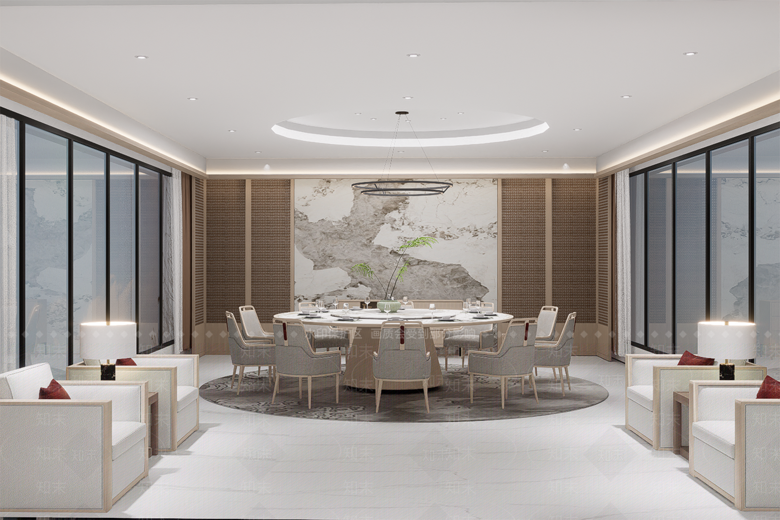 新中式餐厅包厢SU模型下载【ID:1154551313】