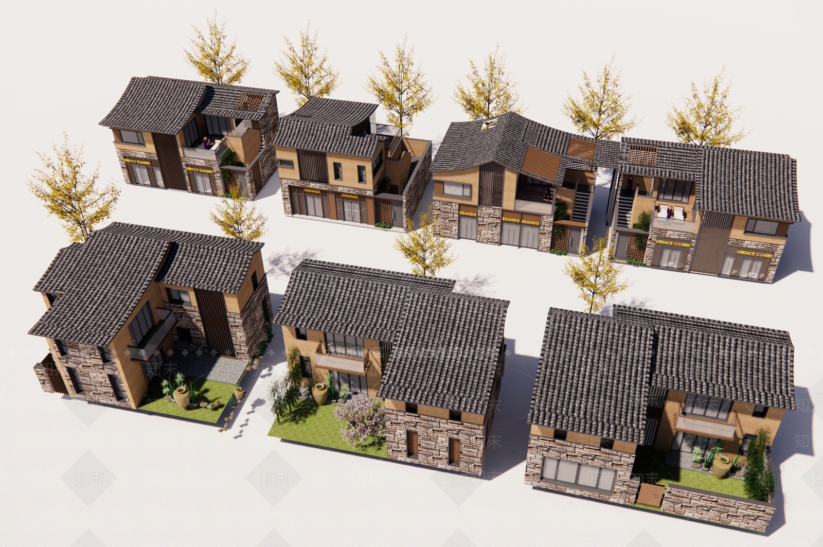 民宿建筑SU模型精品下载_SketchUp模型_知末网