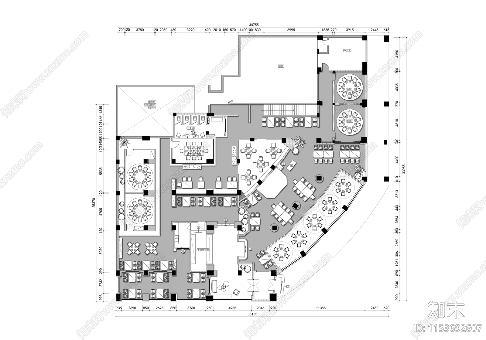 音乐餐厅平面布置图施工图下载【ID:1153692607】