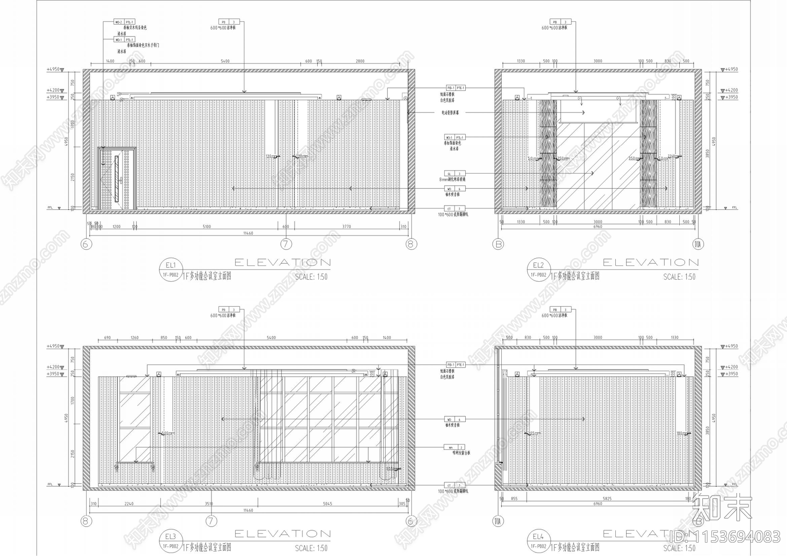 新中式独立办公室cad施工图下载【ID:1153694083】