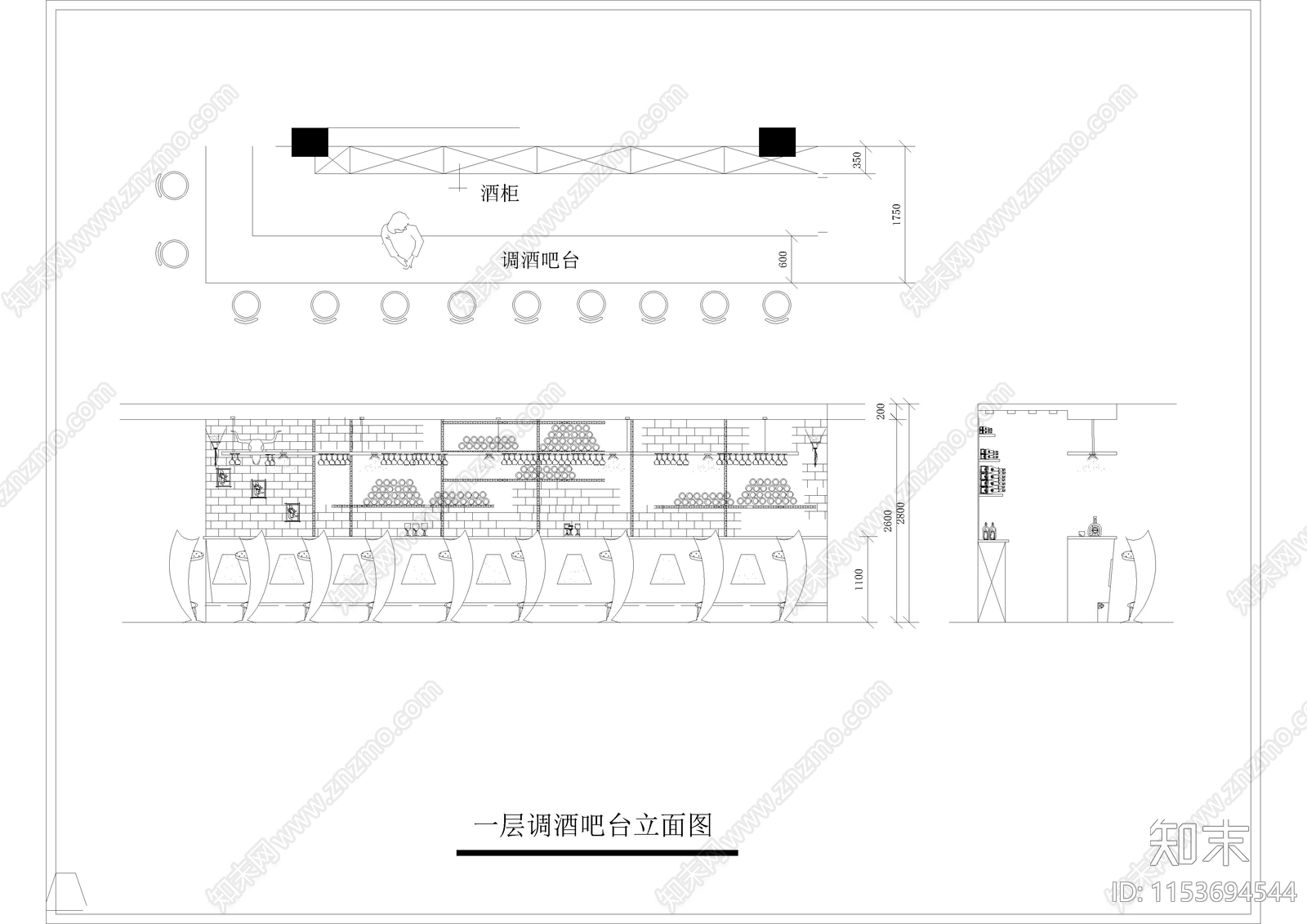 酒吧会所室内cad施工图下载【ID:1153694544】